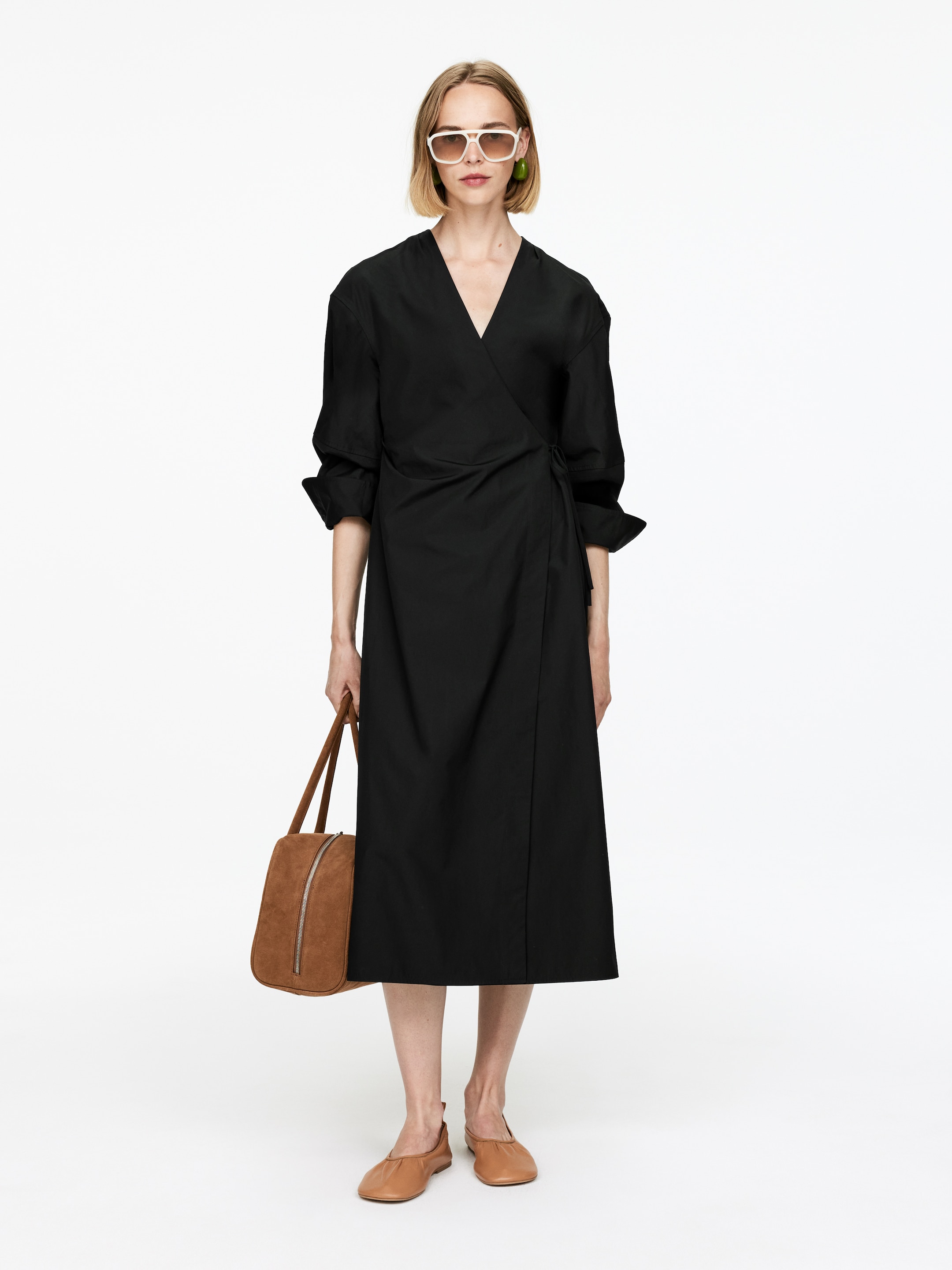 Visualizza immagine più grande: Abito a portafoglio in cotone - Nero - DONNA | H&M IT 1