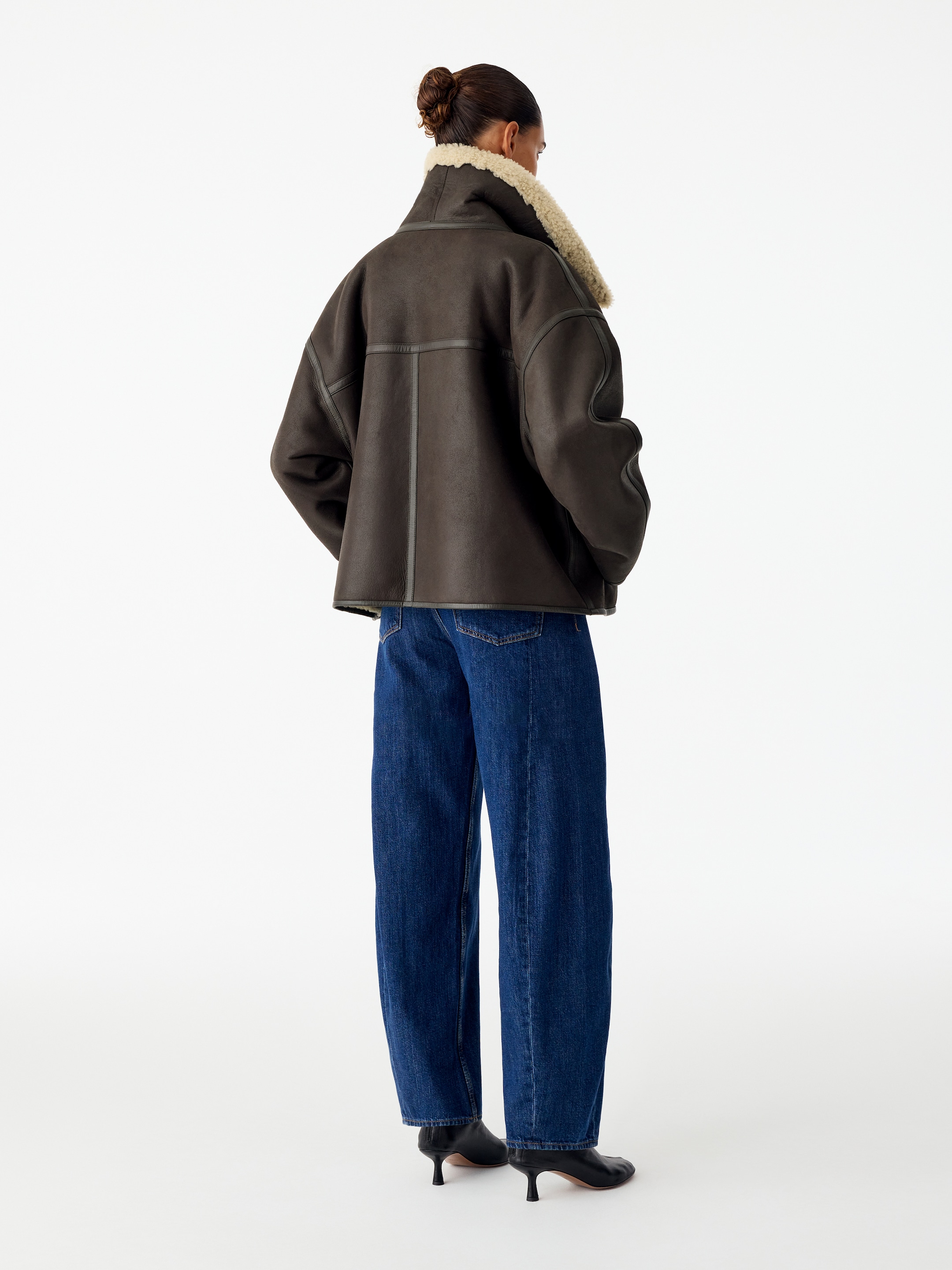 Leather Shearling Aviator Jacket - Brown - Oversized - women - StillMedia/Lookbook - 10