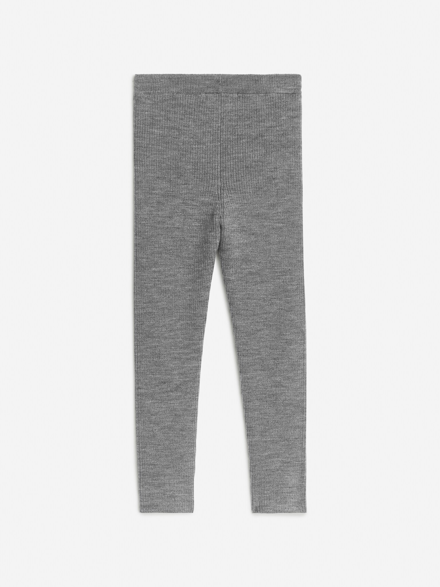 Wool-Blend Rib Leggings - Grey Melange/Black - 2