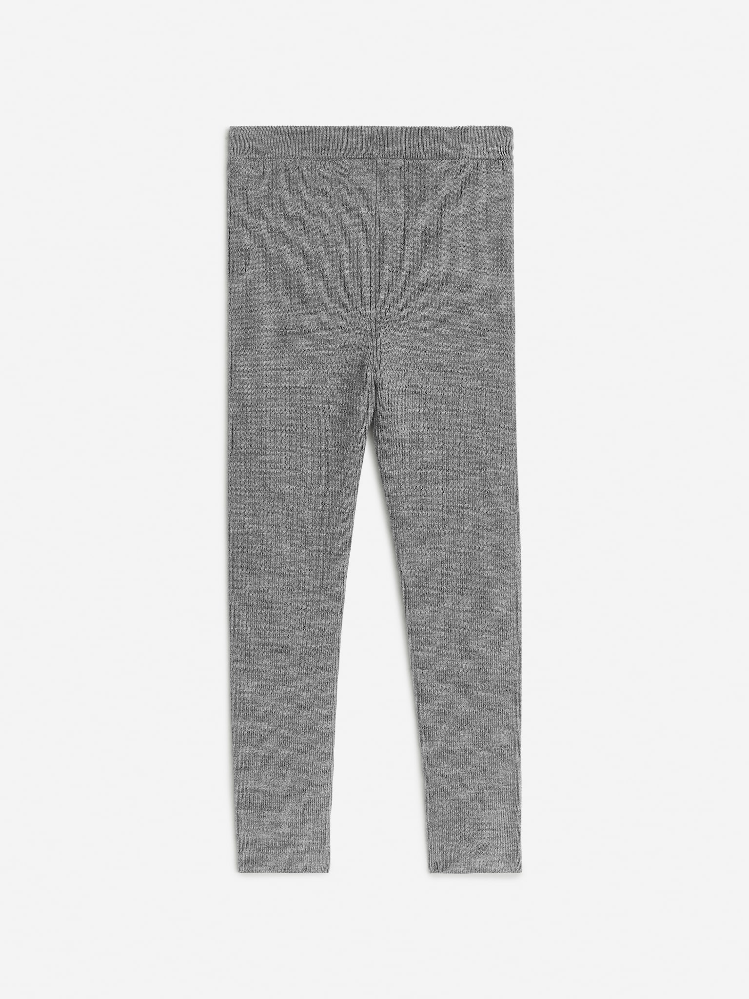 Leggings côtelés en laine mélangée - Gris chiné/Noir - 4