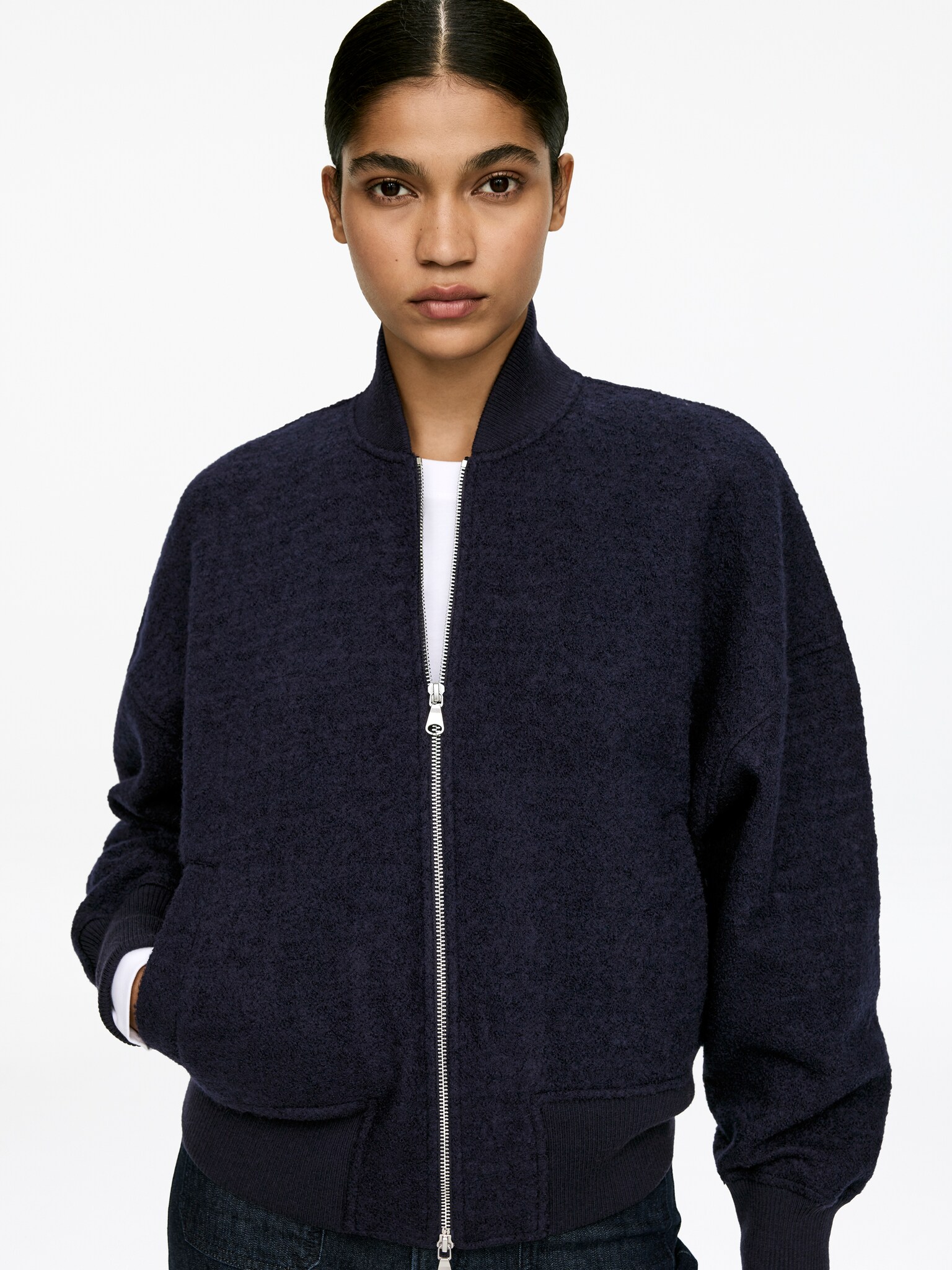 Boiled Wool Jacket - Dark Blue - 4