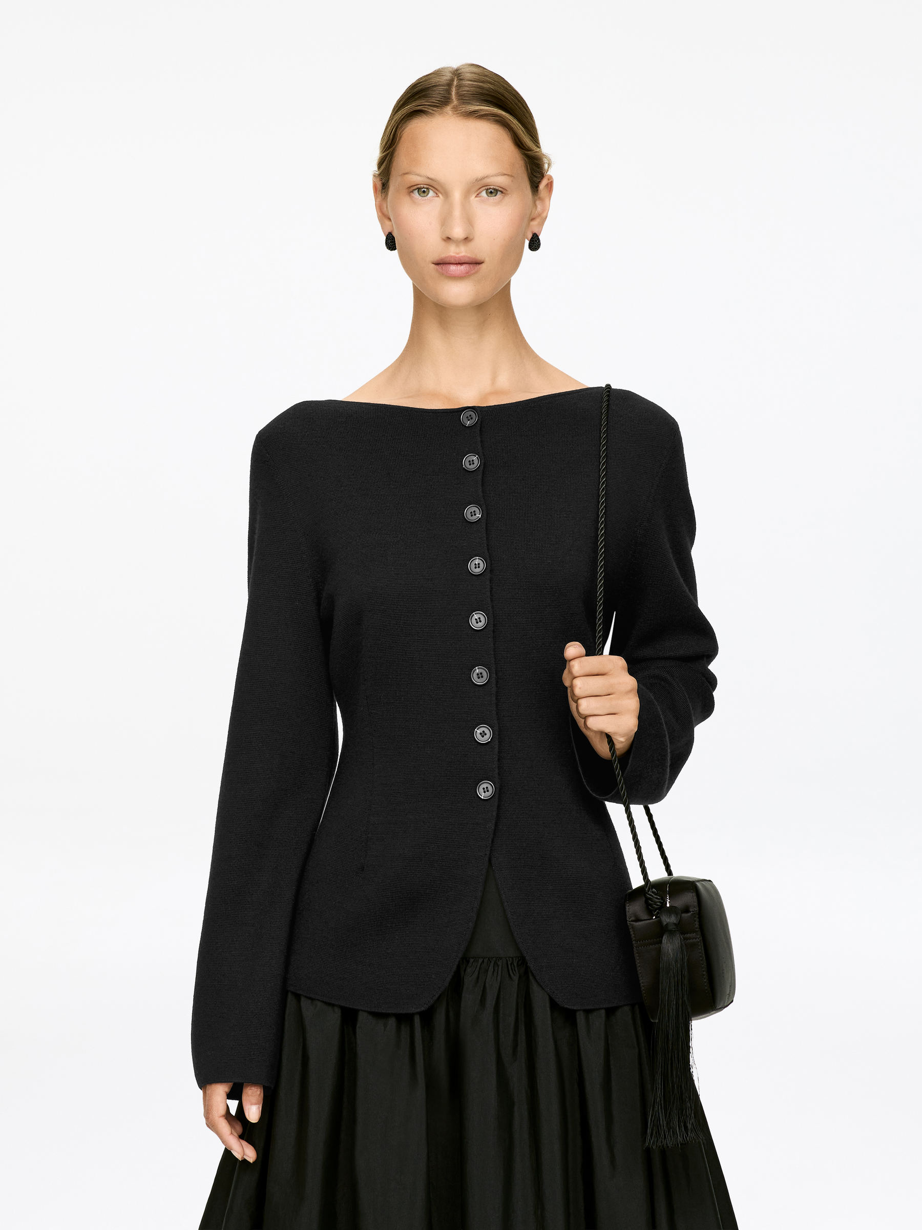 Merino Wool Cardigan-#272627-17103