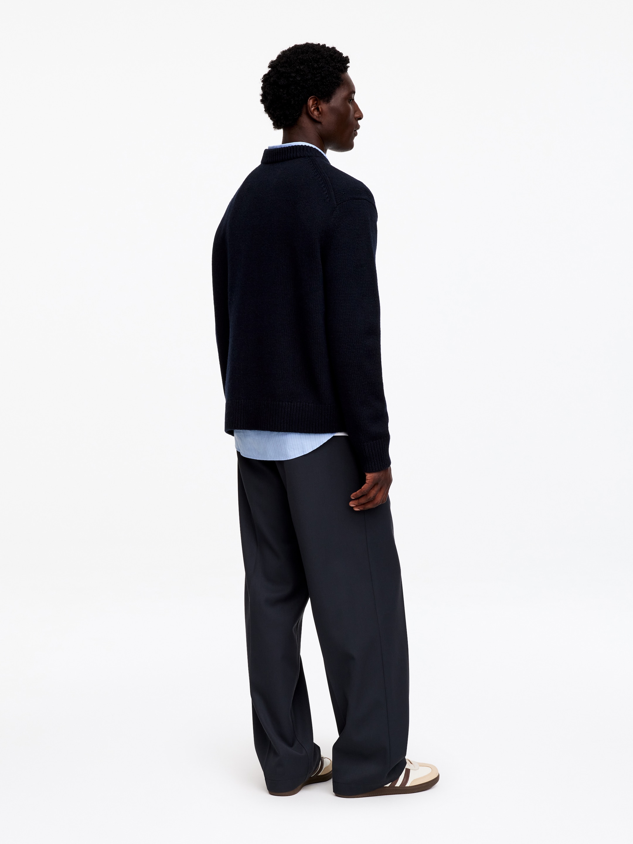 Heavy Knit Wool Jumper - Dark Blue - Relaxed fit - Men - StillMedia/Lookbook - 9