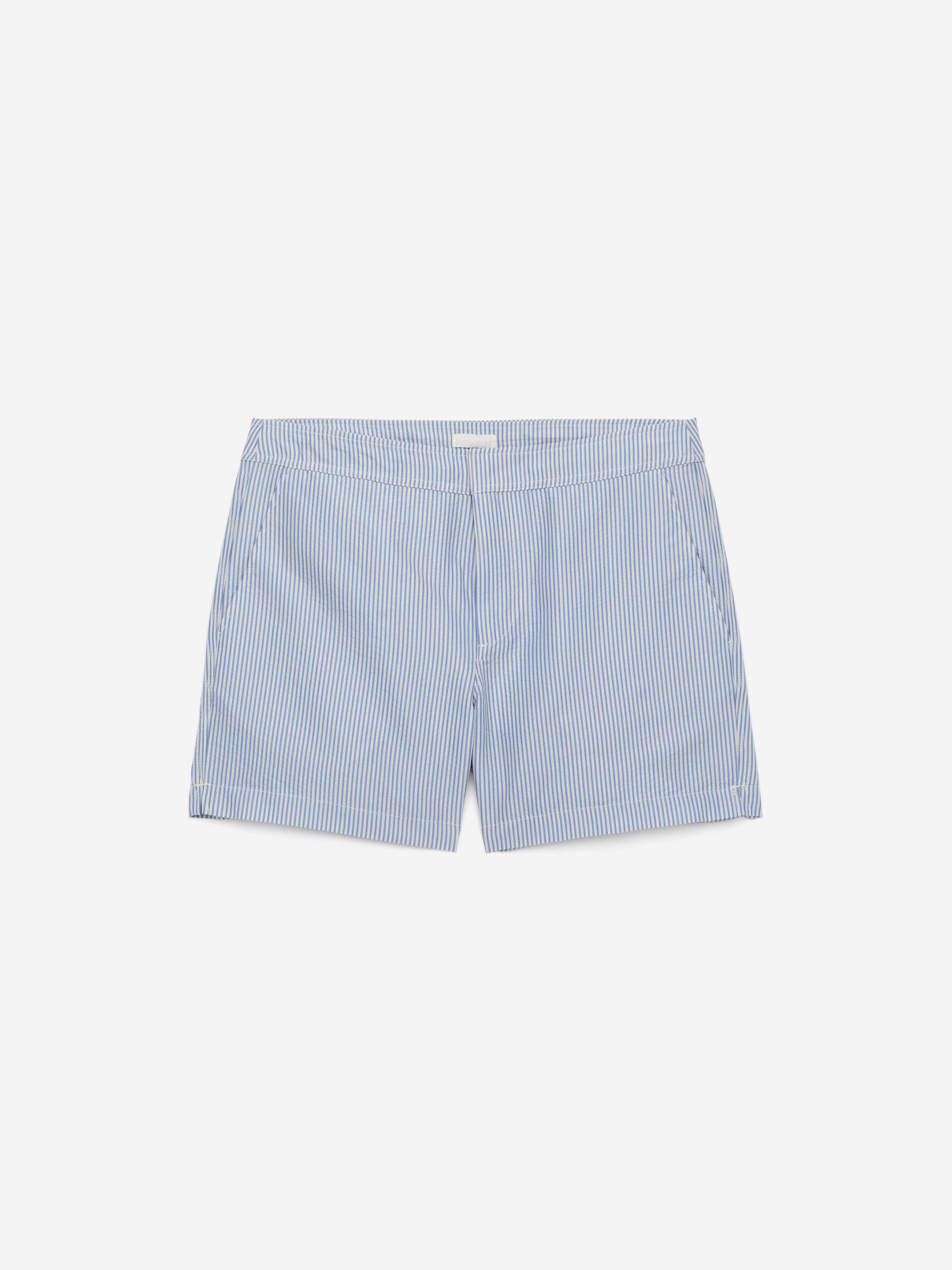 Seersucker Swim Shorts-#5B71A4-15095