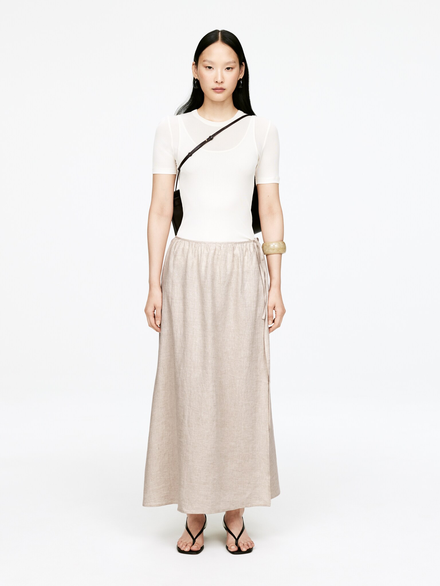 Linen Wrap Skirt - Bege