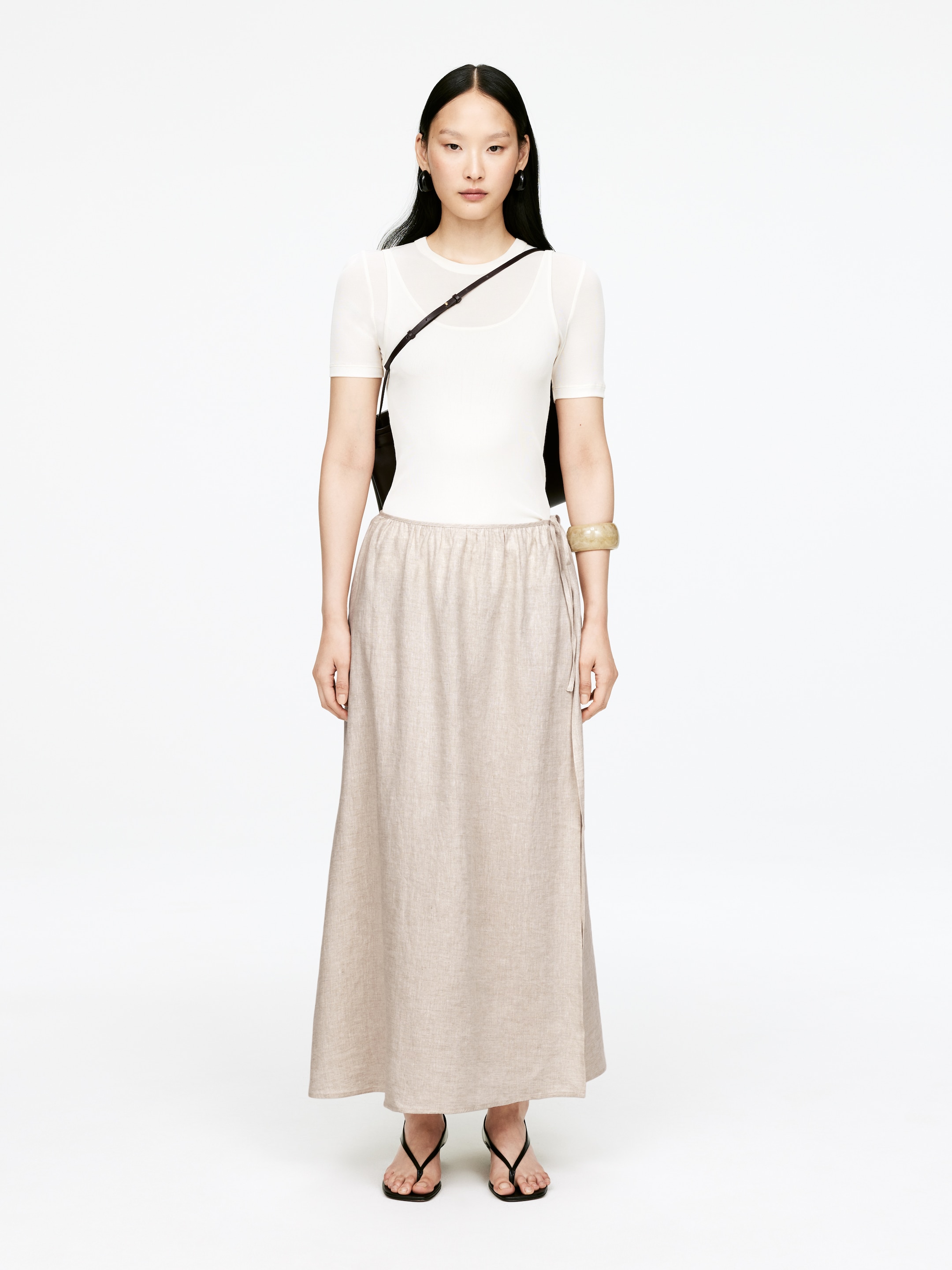 Visualizza immagine più grande: Gonna a portafoglio in lino - Beige - DONNA | H&M IT 1