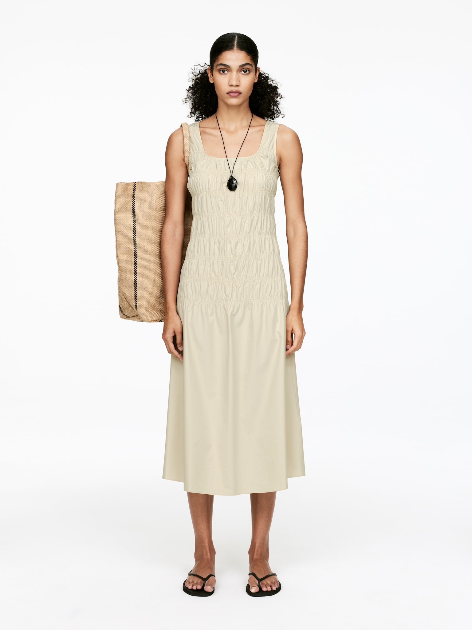 Rochie Smock - Bej/Negru