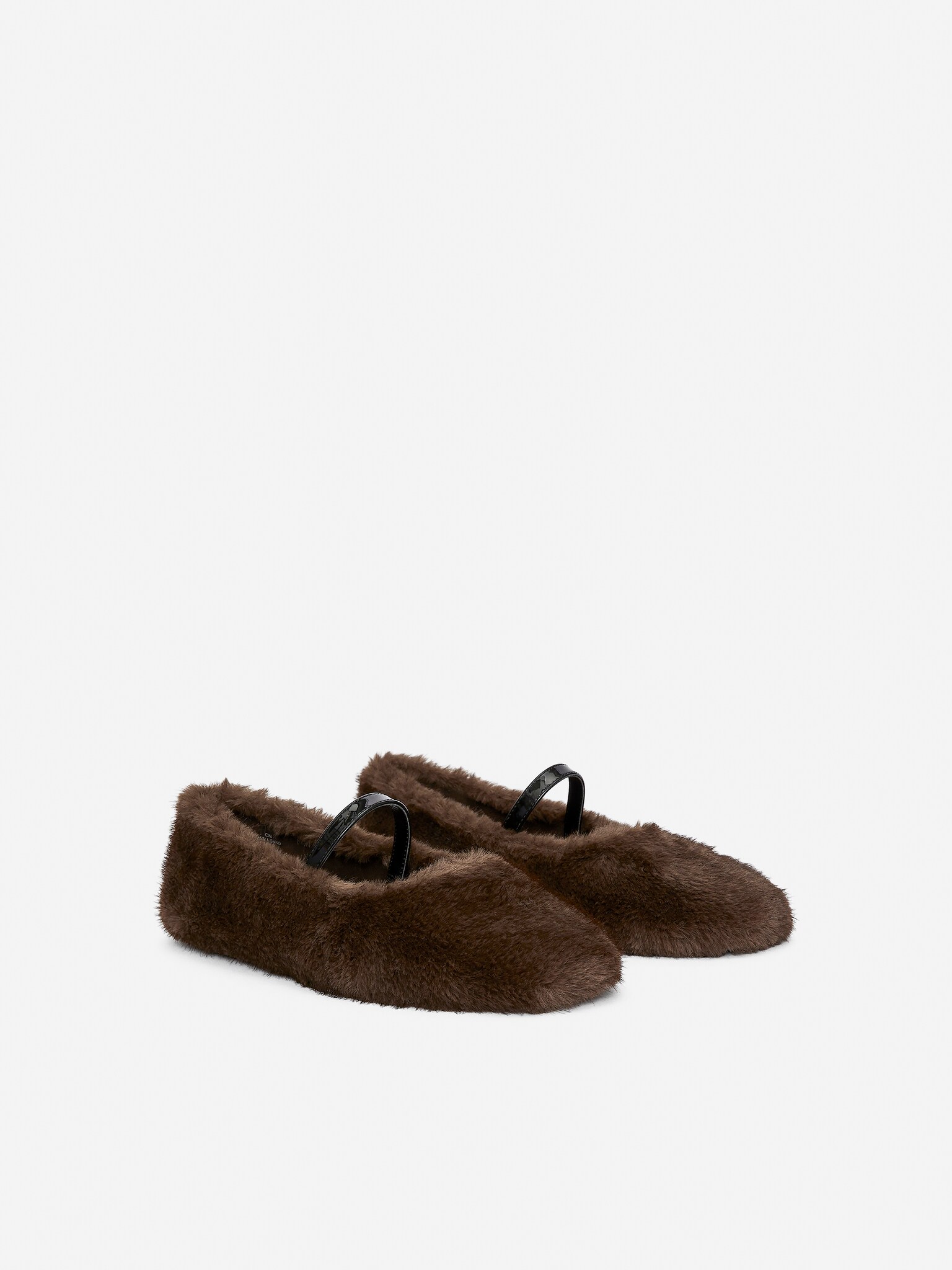 Ballerines en fausse fourrure - Marron - 3