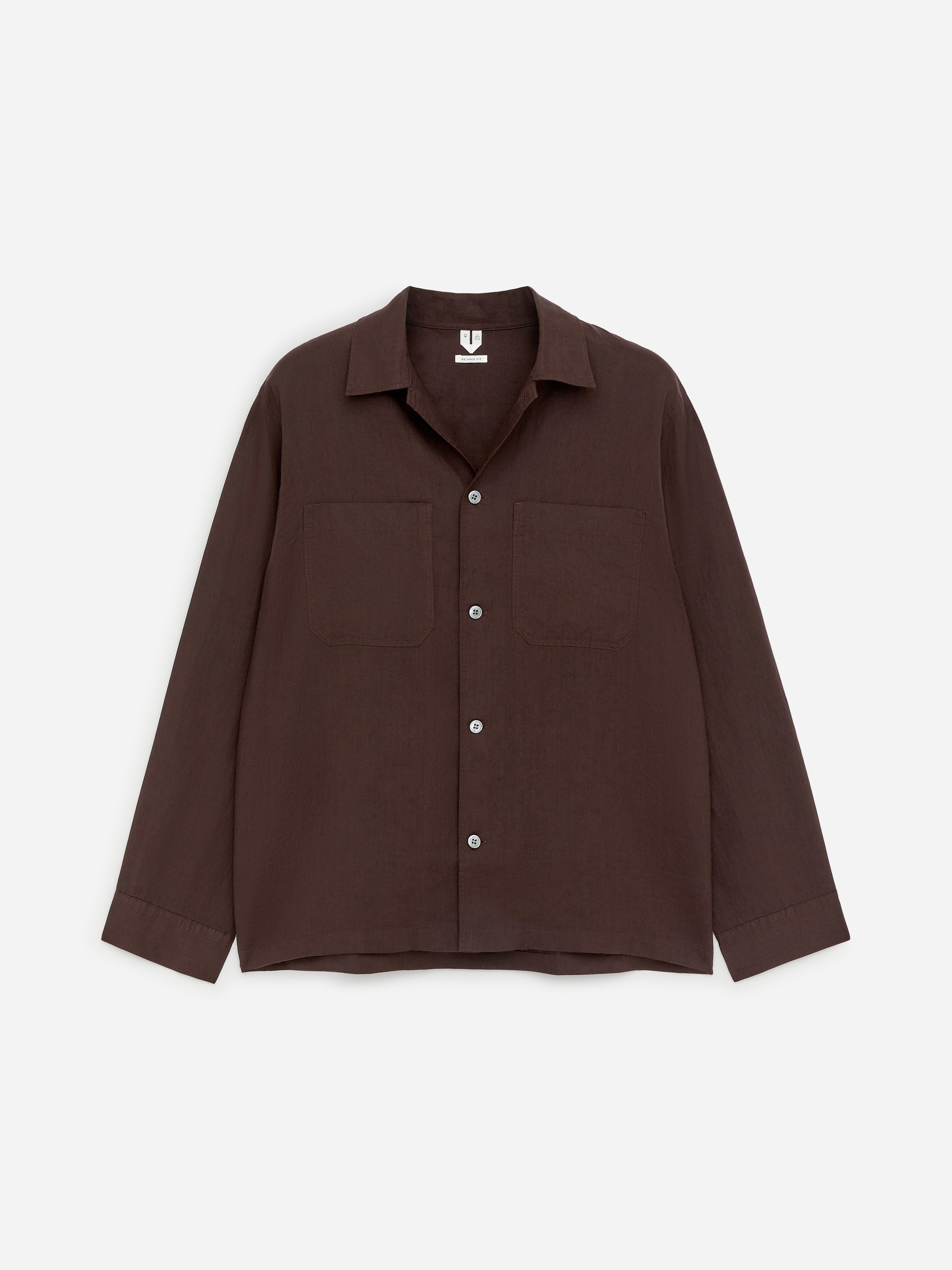 Chemise décontractée en lin-Marron