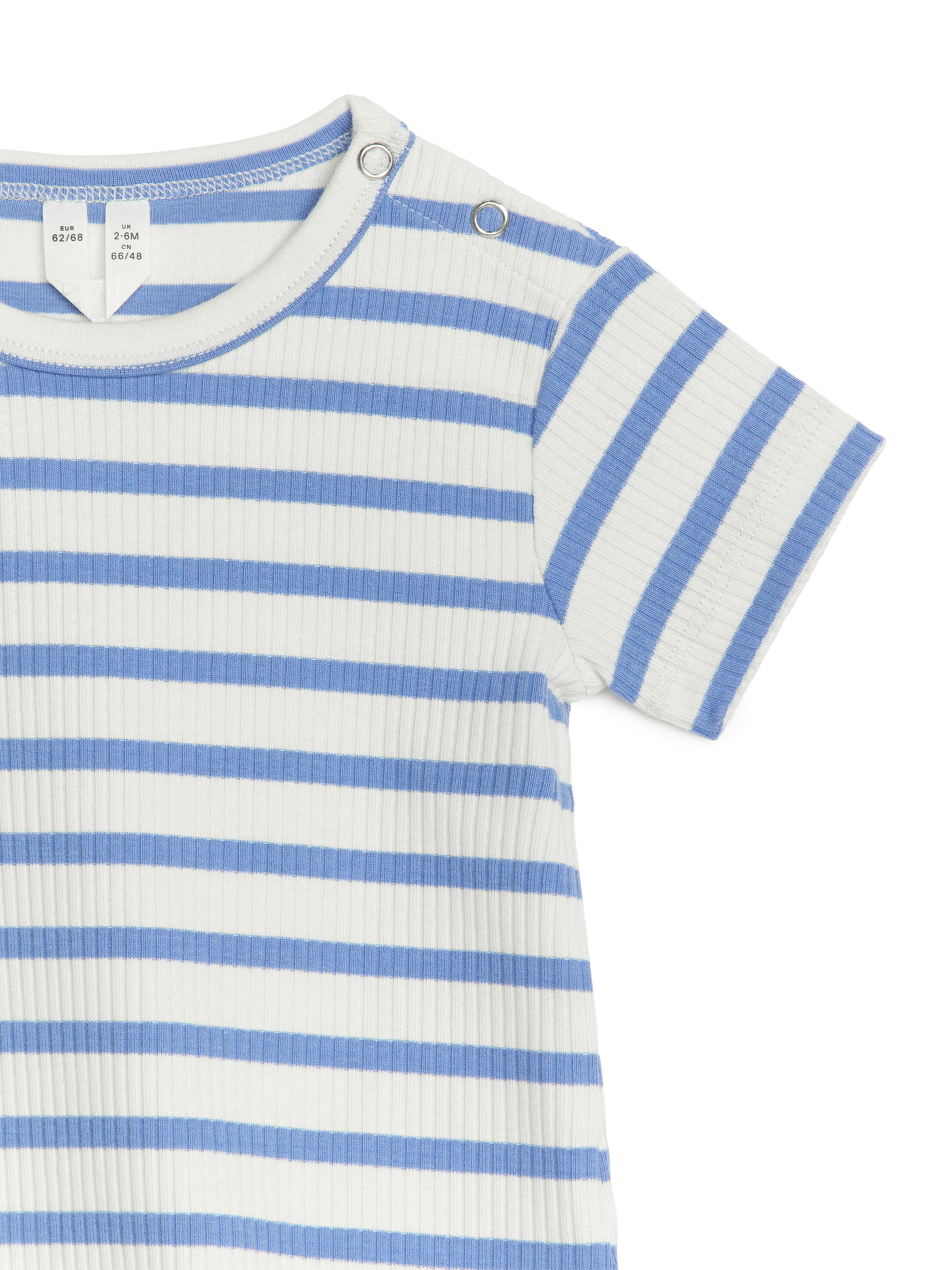 Kurzärmliger gerippter Jersey-Strampler - Weiß/Blau - Regular Fit - Kinder - StillMedia/DescriptiveDetail - 1