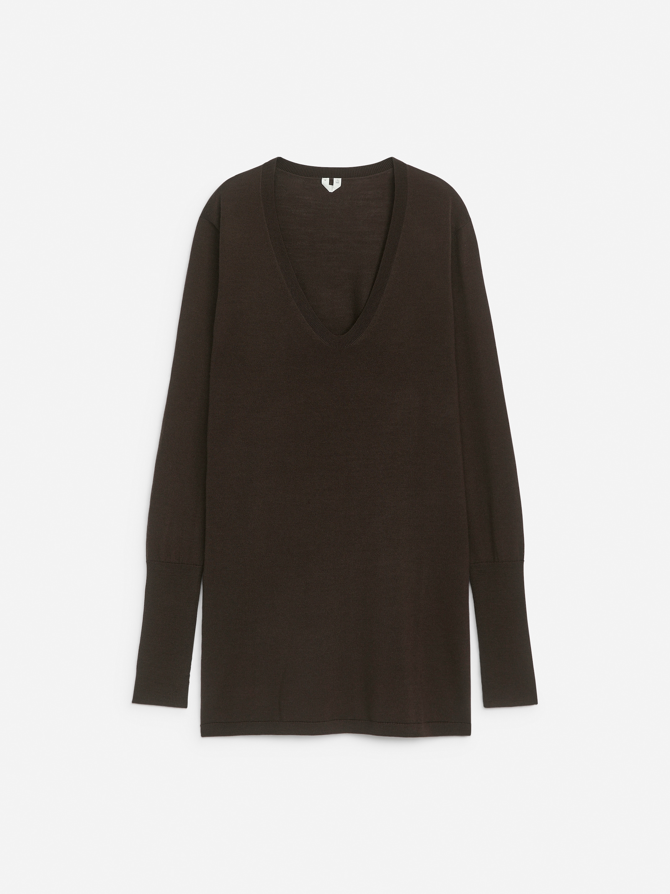 U-Neck Wool Jumper - Dark Brown - Regular fit - Women - StillMedia/DescriptiveStillLife - 1