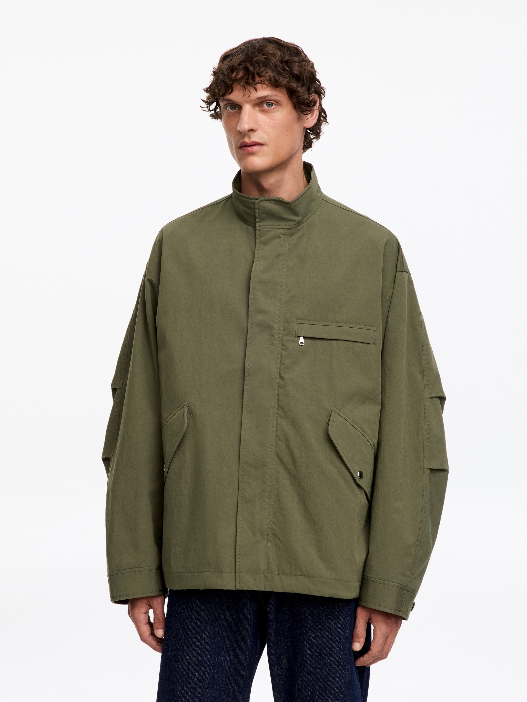 2-in-1 Cropped Parka - Khaki Green - Relaxed fit - men - StillMedia/Lookbook - 3