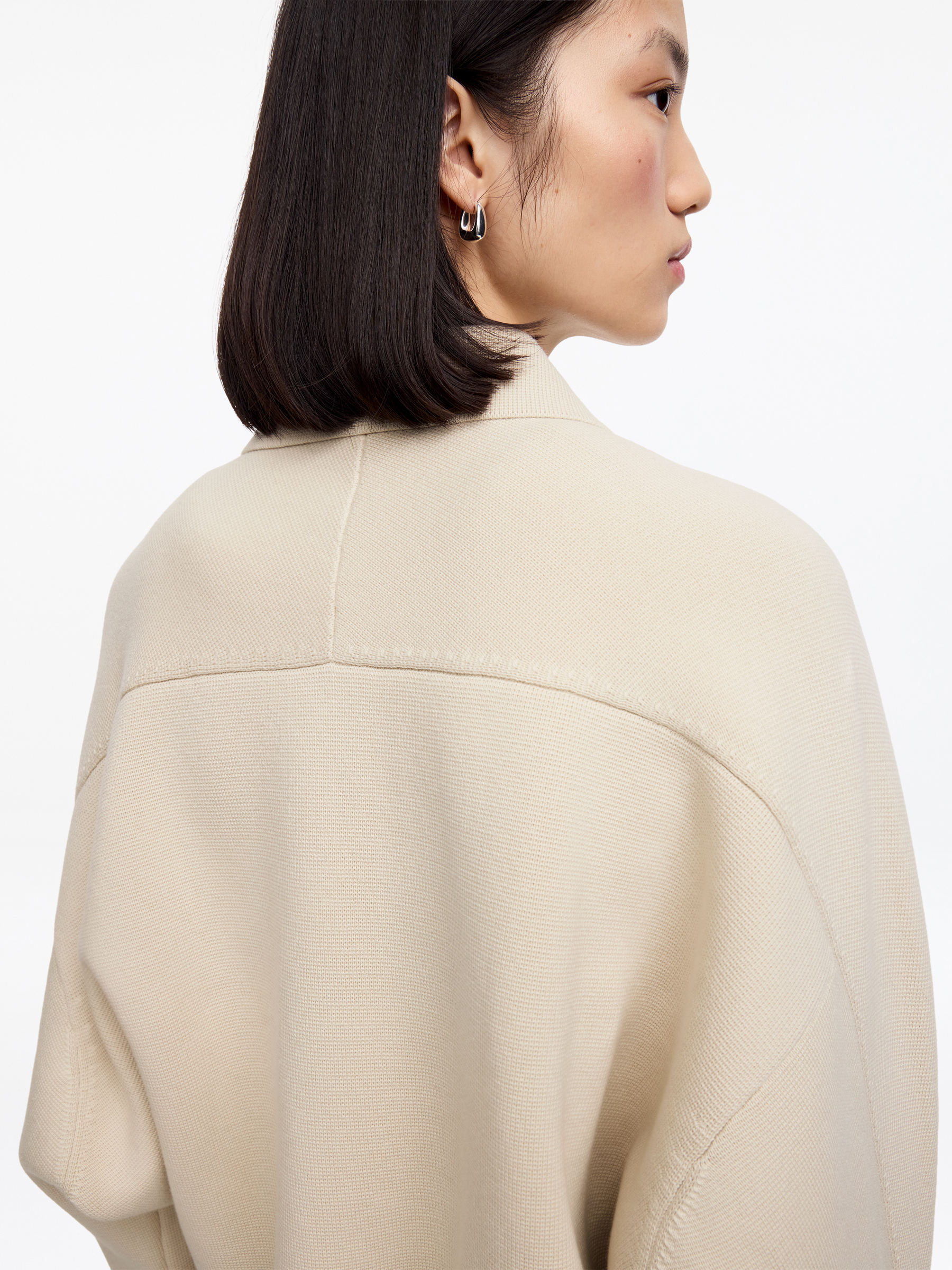 Knitted Cotton Jacket - Beige - Loose fit - Women - StillMedia/Lookbook - 6