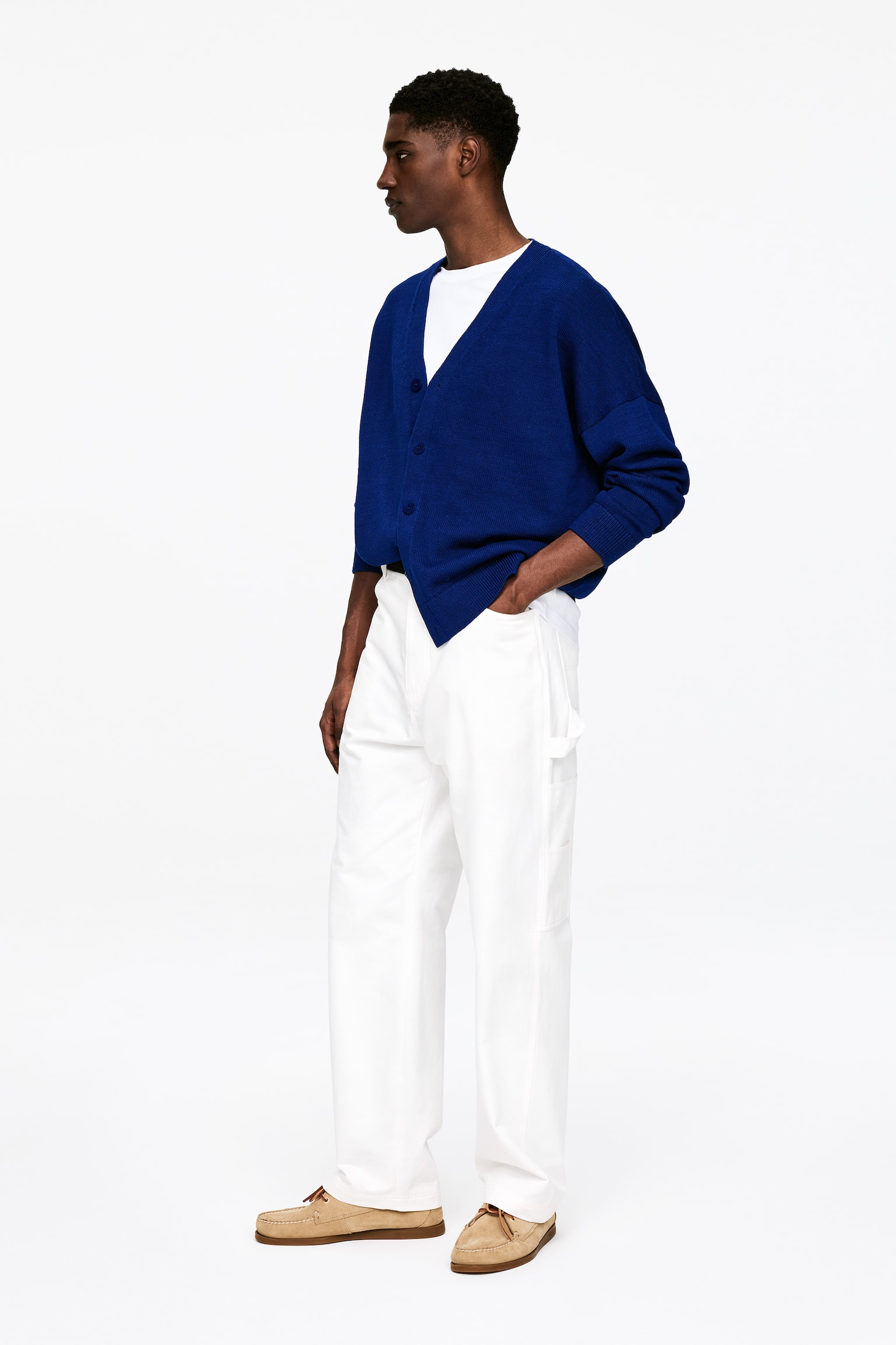 Cardigan in cotone - Blu scuro/Verde scuro - 5