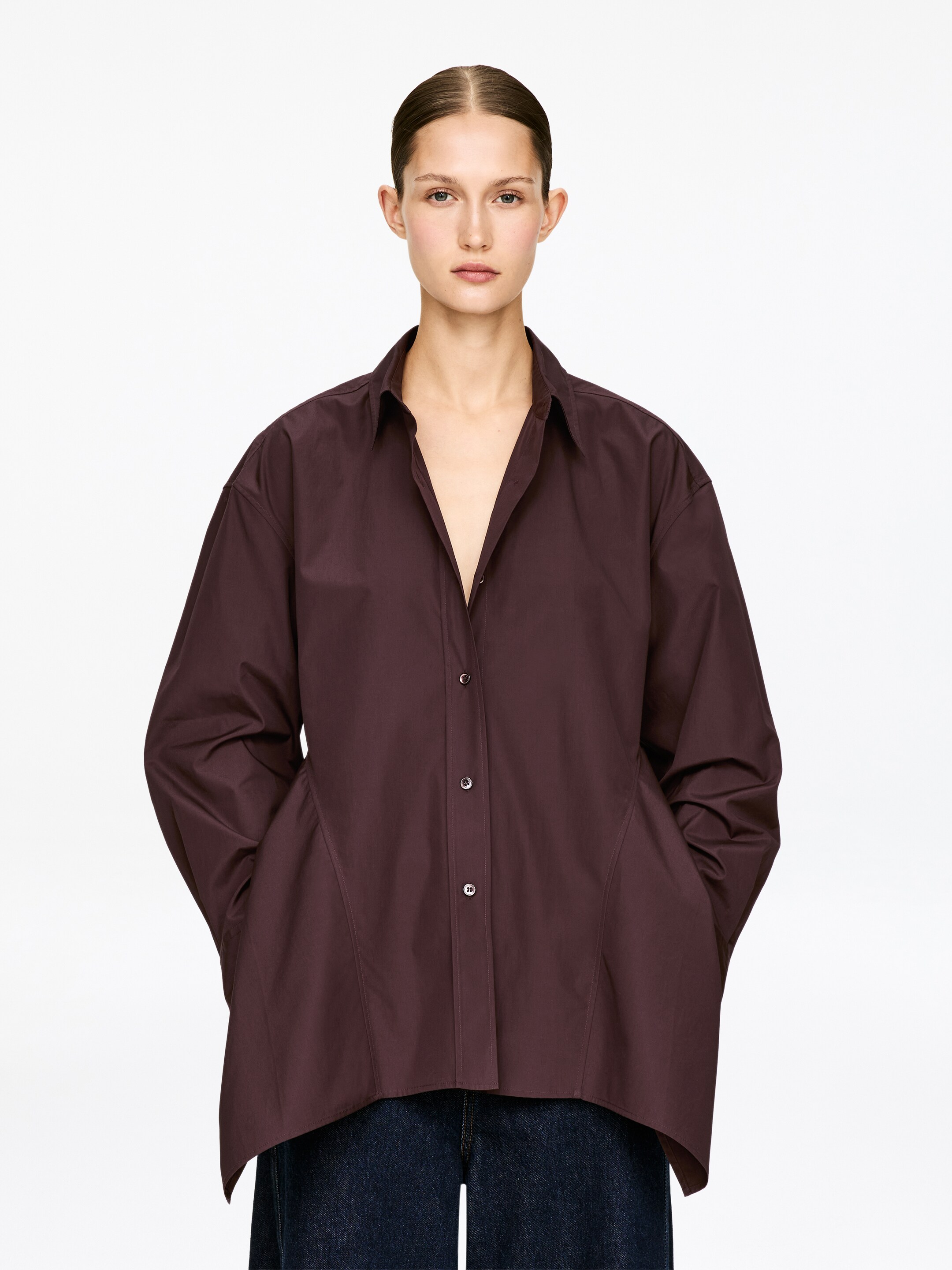 Größeres Bild ansehen: Baumwollhemd mit Volants - Dunkelbraun - Ladies | H&M DE 1