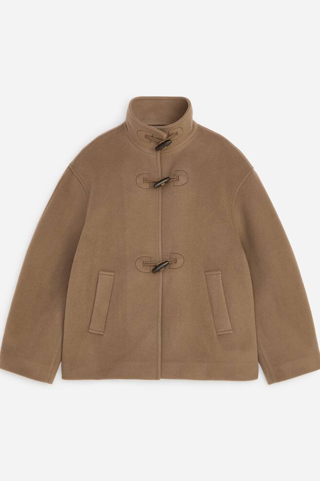 Short Wool-Blend Duffle Jacket - Dark mole/Black - 1