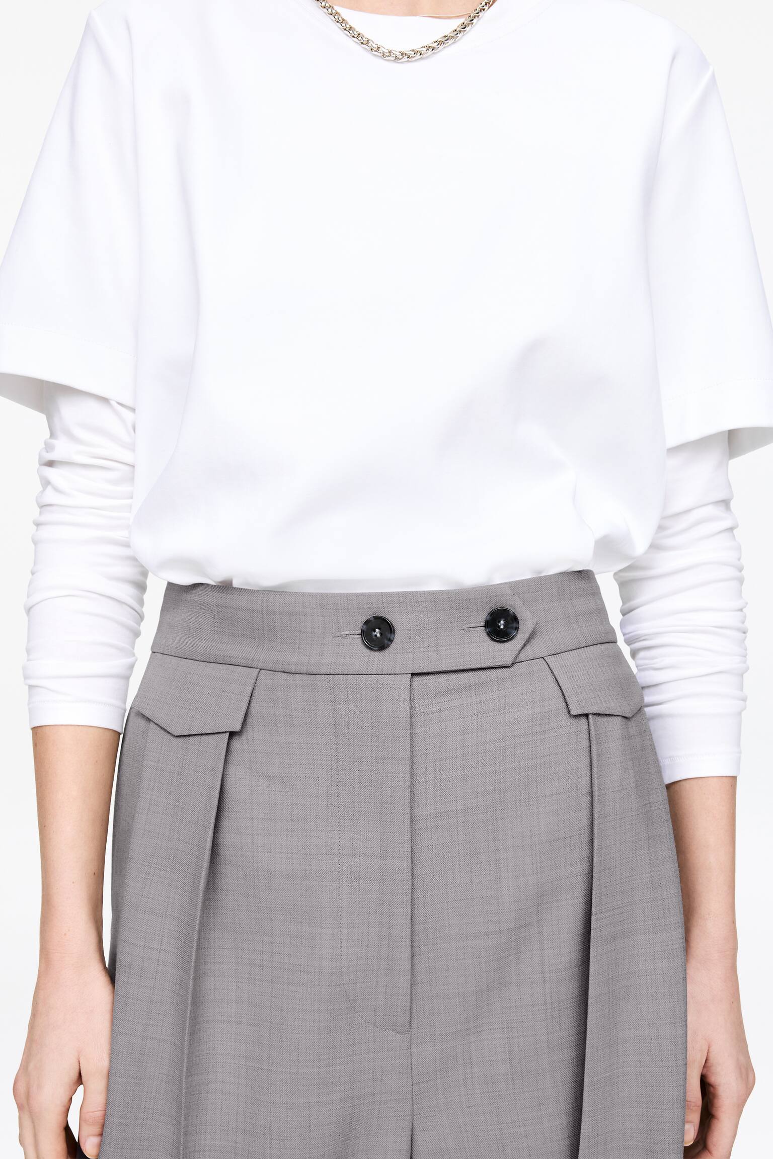 Панталони с релаксиран силует - Светлосиво - 3