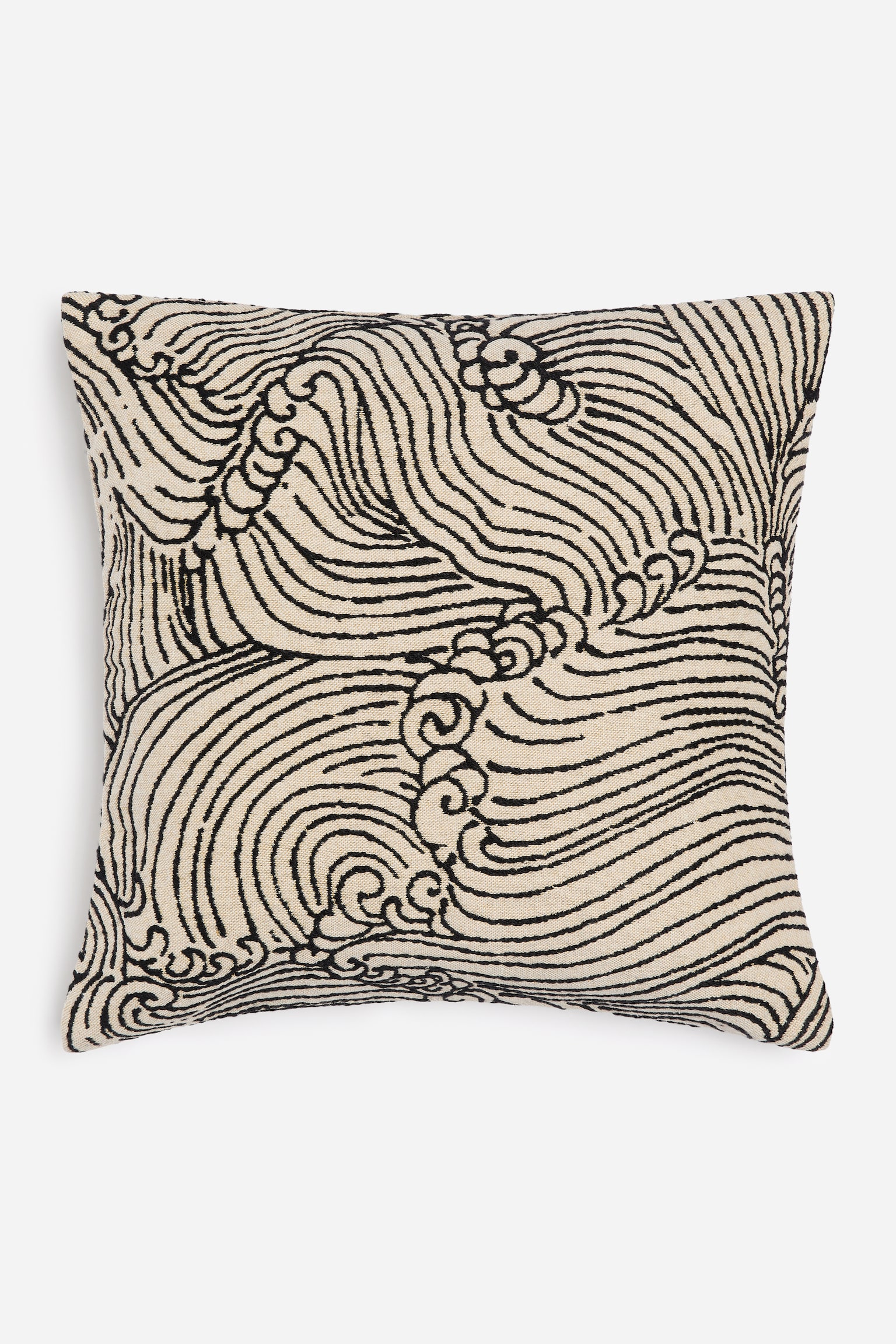 Bawełniano-wełniana poszewka 50 cm x 50 cm - Beżowy/Czarny/Niebieski/Złamana biel - 1