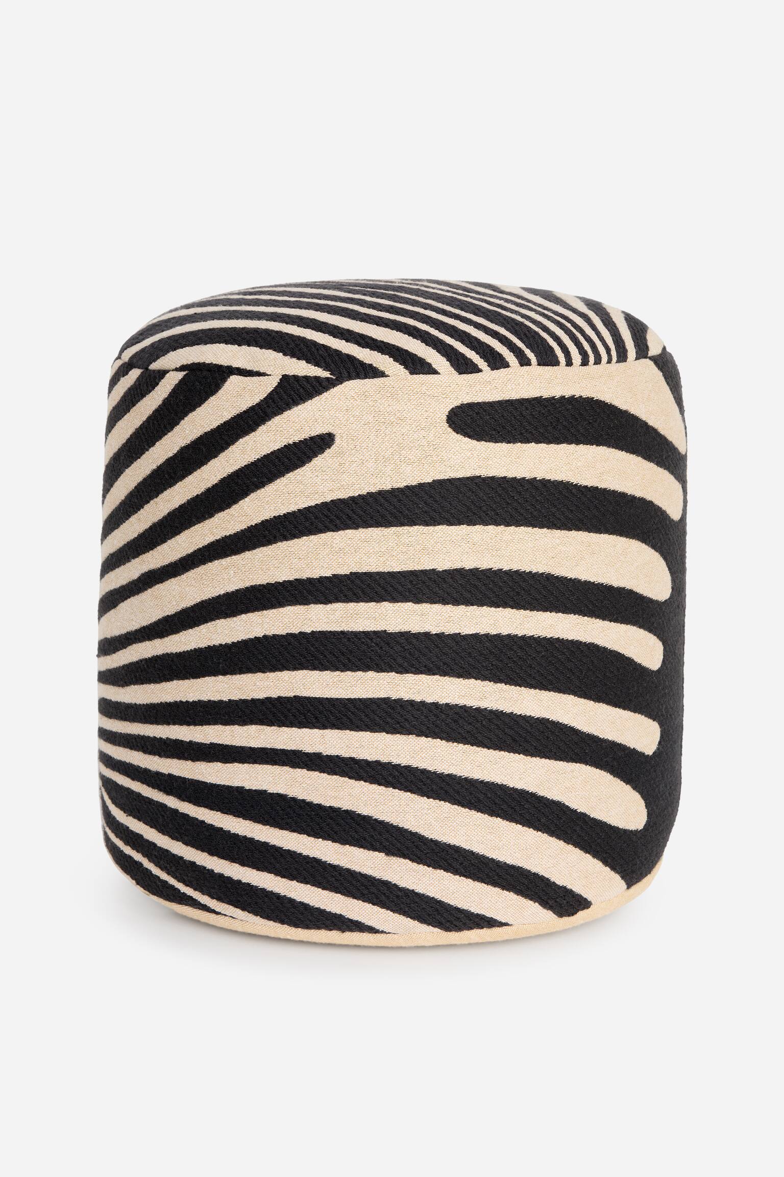 Cotton-Wool Pouffe - Off White/Black - 1