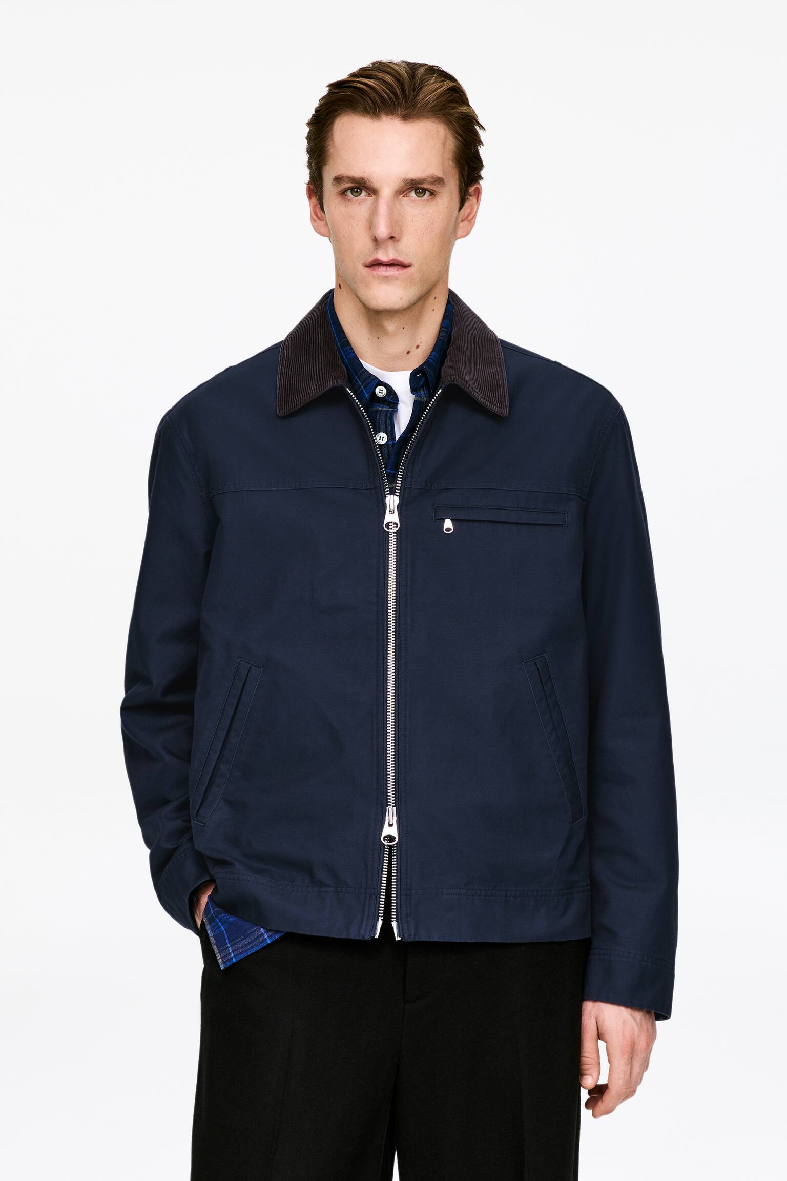 Veste en toile de coton - Bleu foncé/Noir - 3