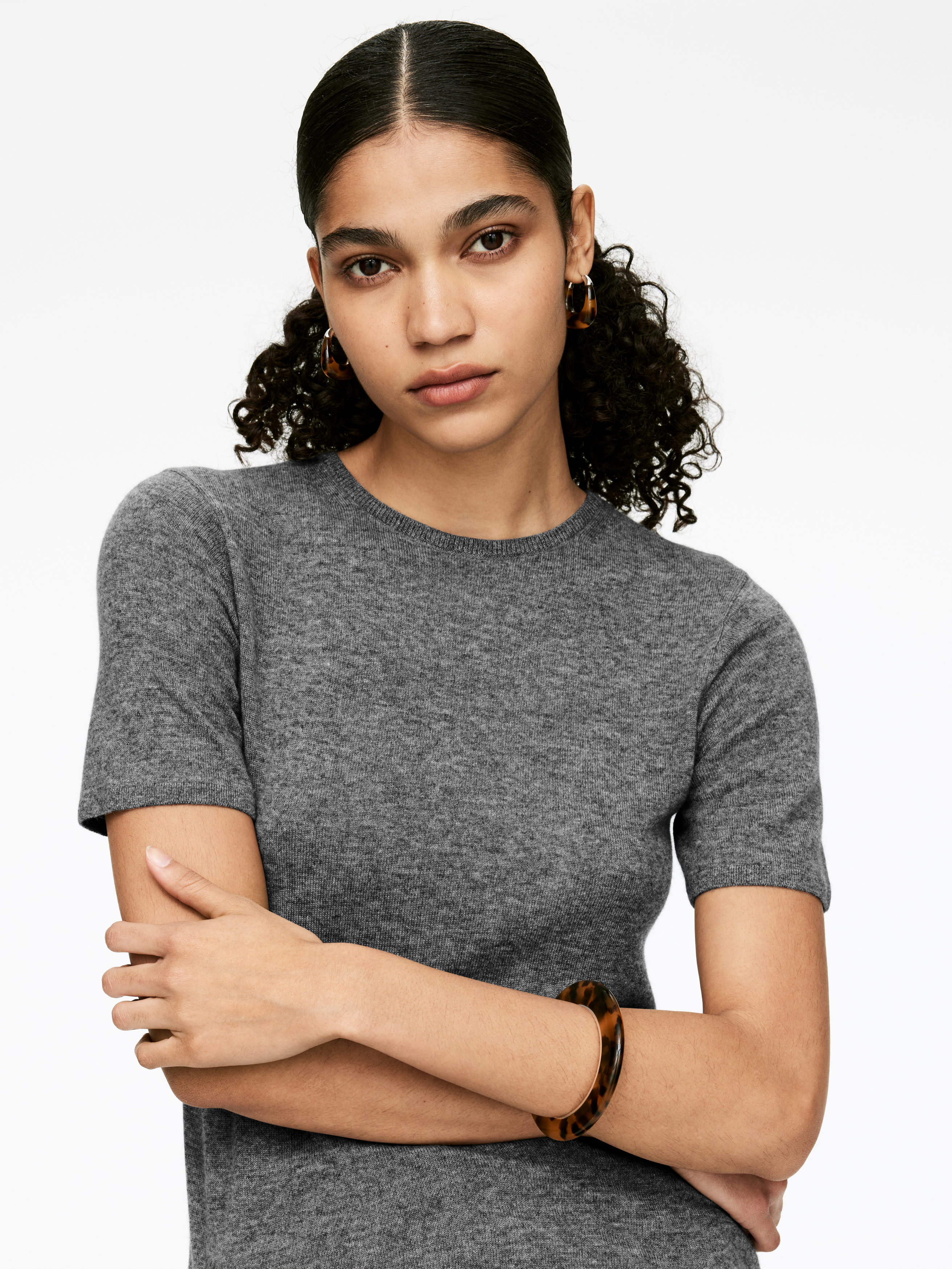 Pure Cashmere T-Shirt - Grey - Regular fit - Women - StillMedia/Lookbook - 5