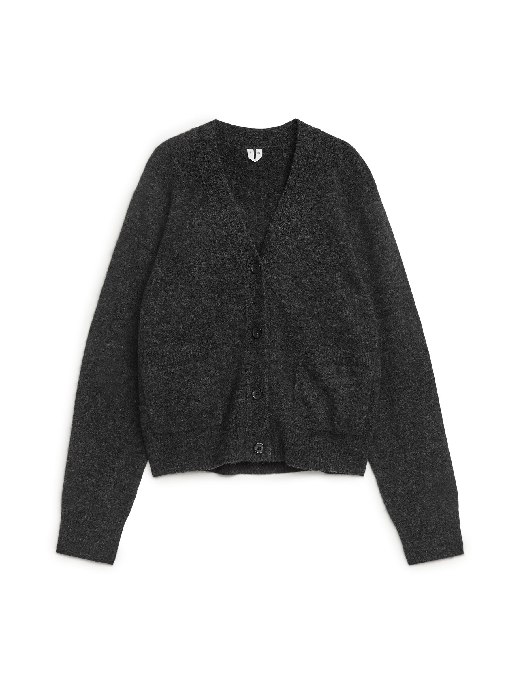 Alpaca & Merino Cardigan-#3F4042-12041