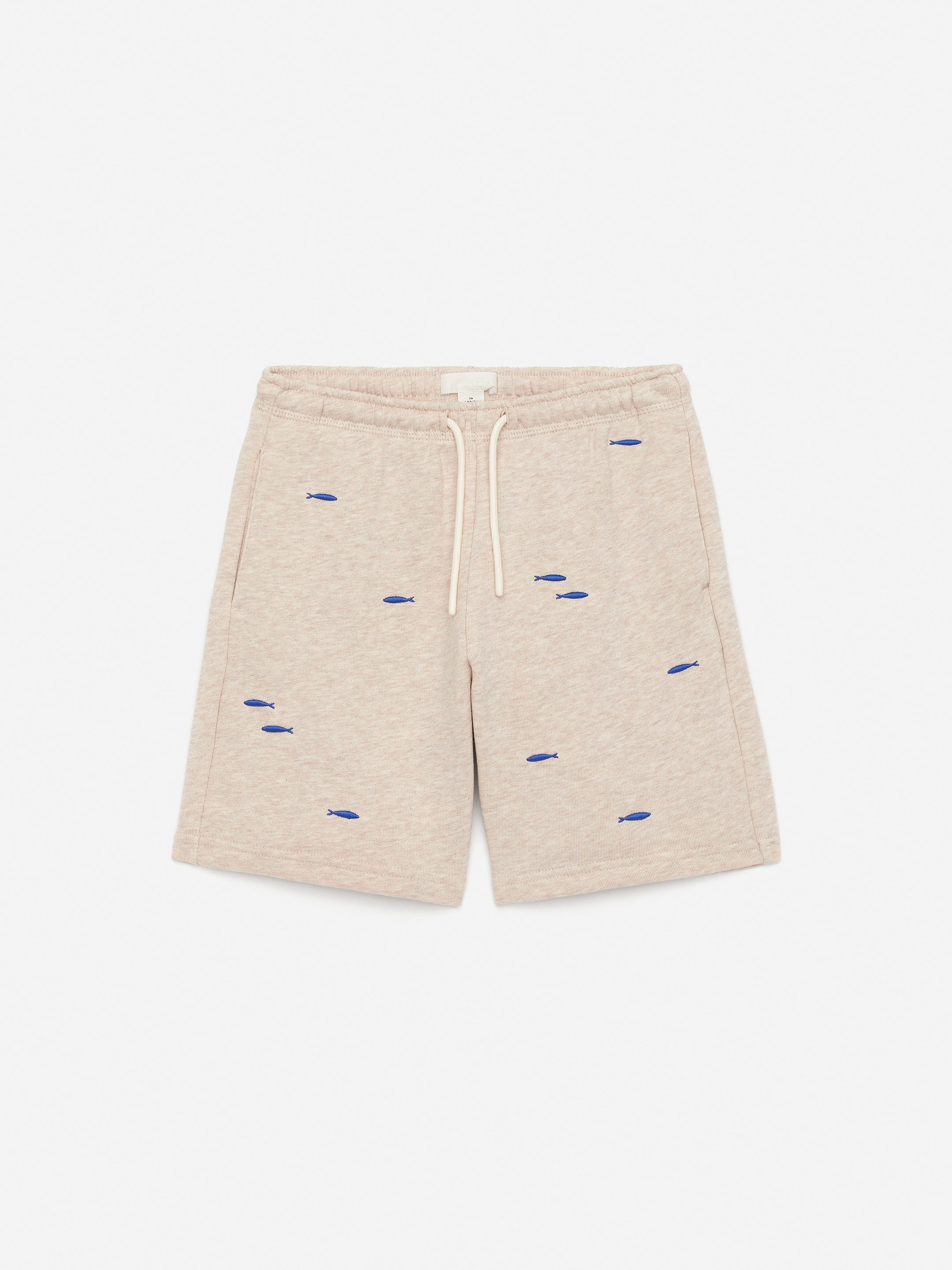 Zobrazit větší obrázek: Vyšívané teplákové šortky - Oat Melange/Blue Fishes - DĚTI | H&M CZ 1