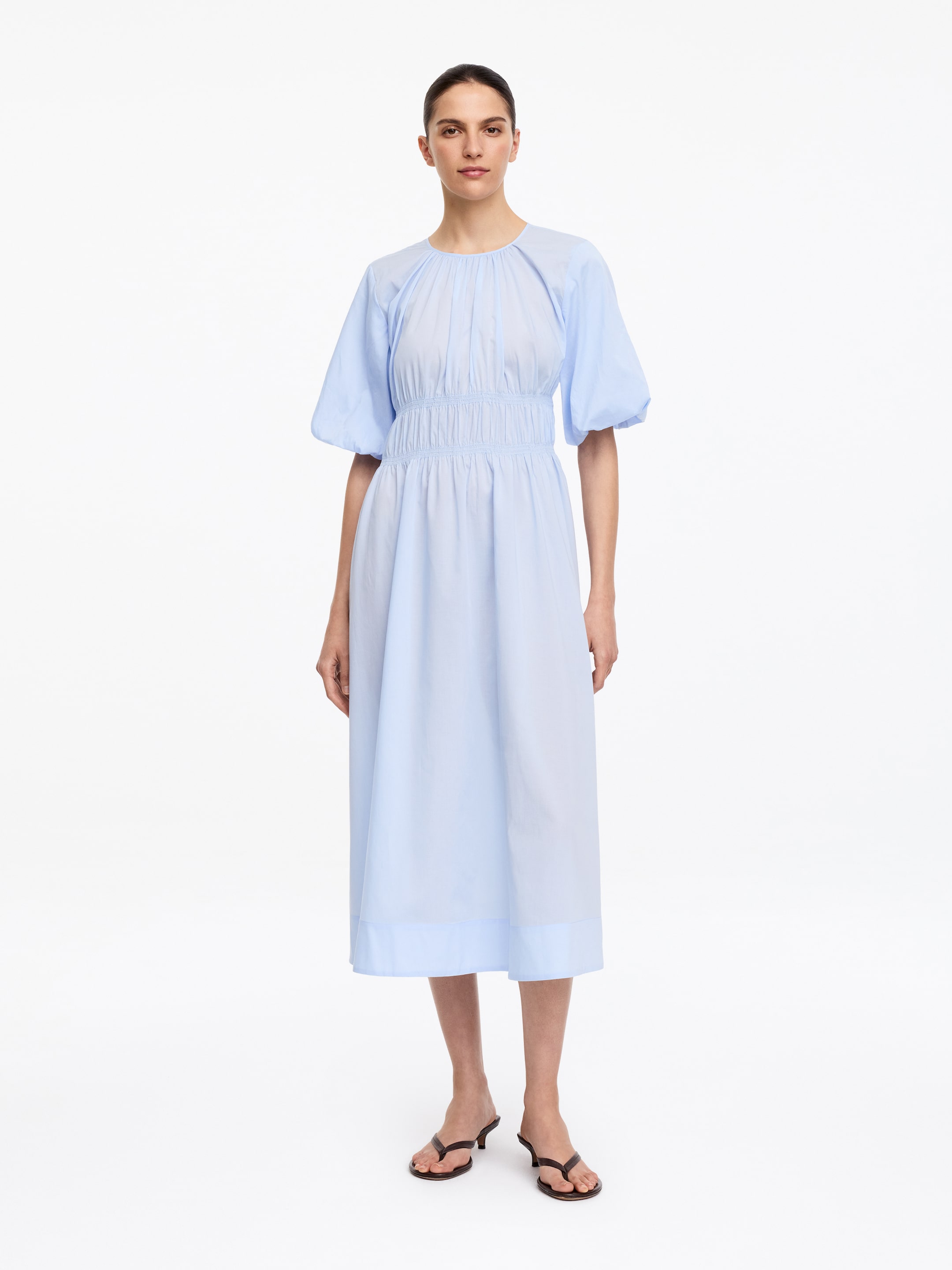 Lyocell-Cotton Maxi Dress-Blue-19504
