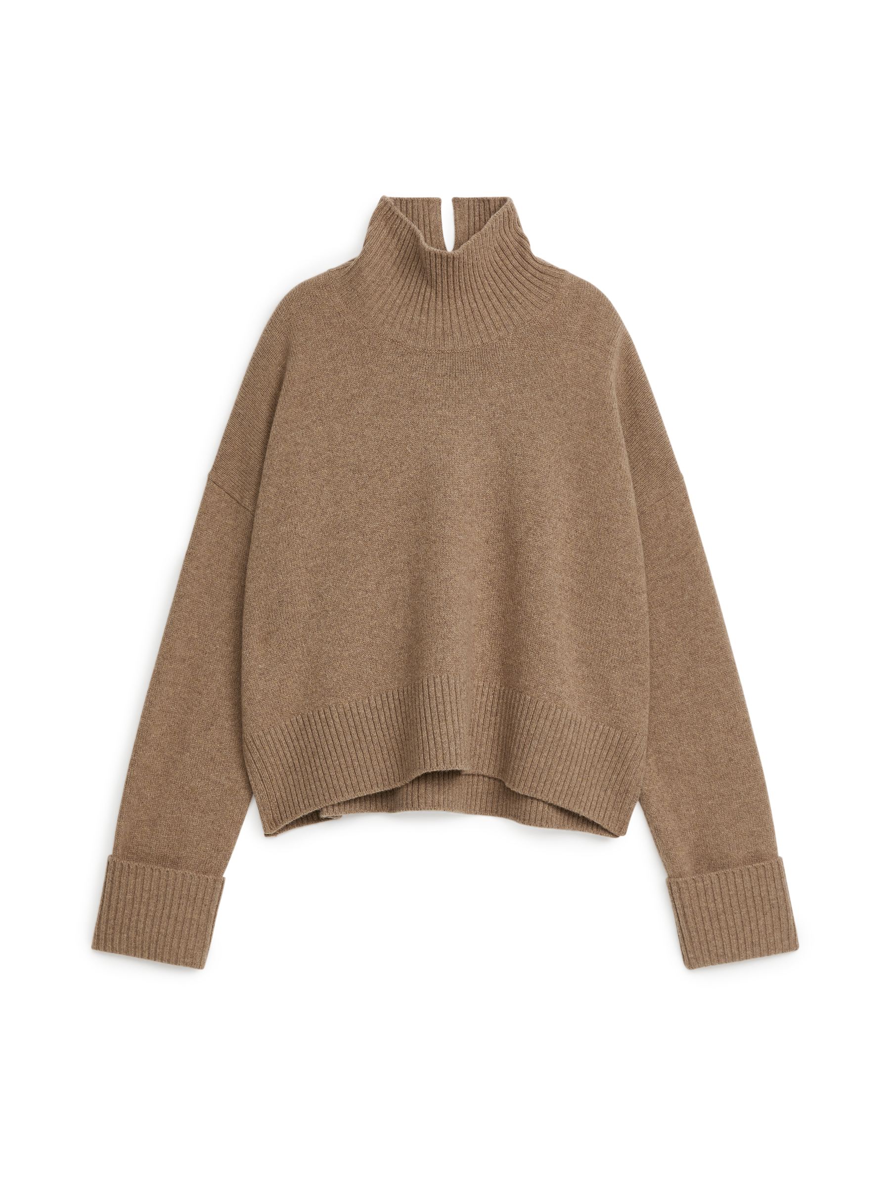 Maglione a collo alto in lana-#83786B-10941