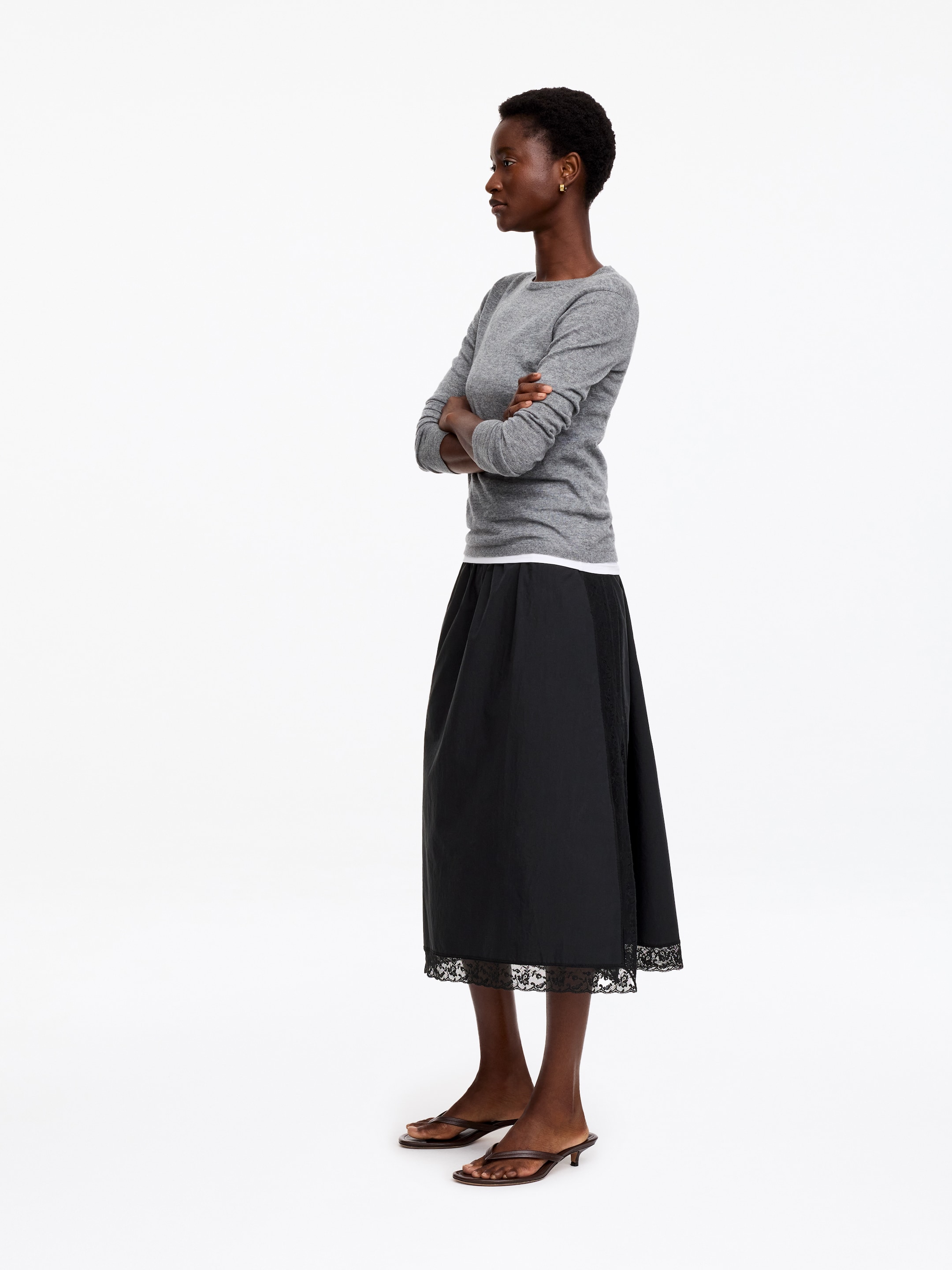Lace Edge Skirt - Black - Regular fit - Women - StillMedia/Lookbook - 4