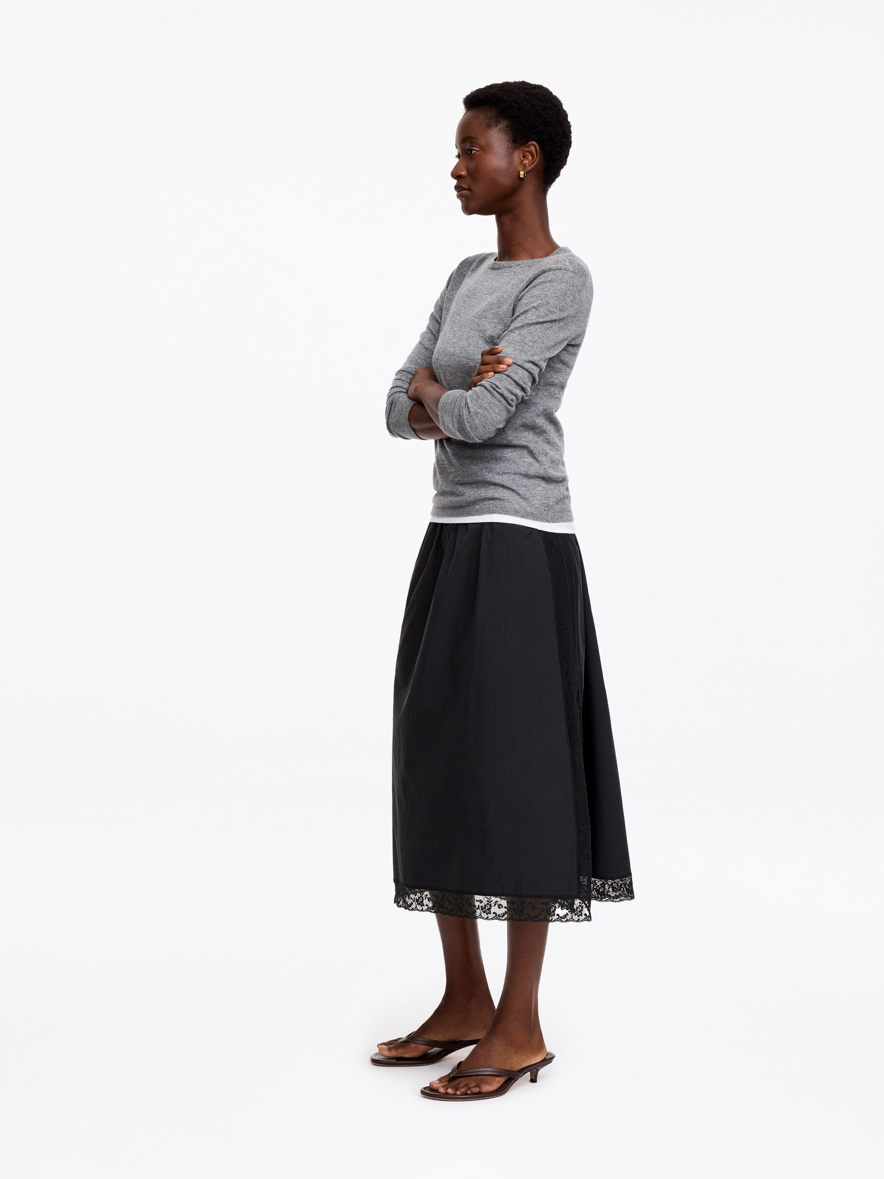 Lace Edge Skirt - Black - Regular fit - Women - StillMedia/Lookbook - 4