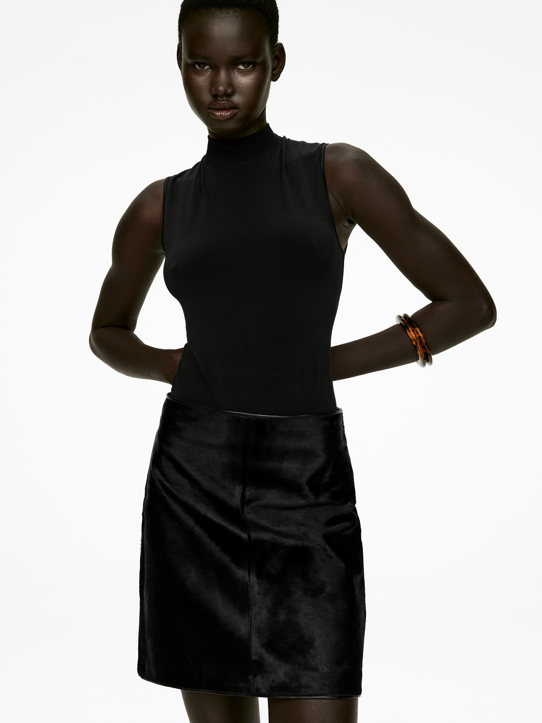 Pony Hair-Effect Mini Skirt - Black - Regular fit - Women - StillMedia/Lookbook - 4