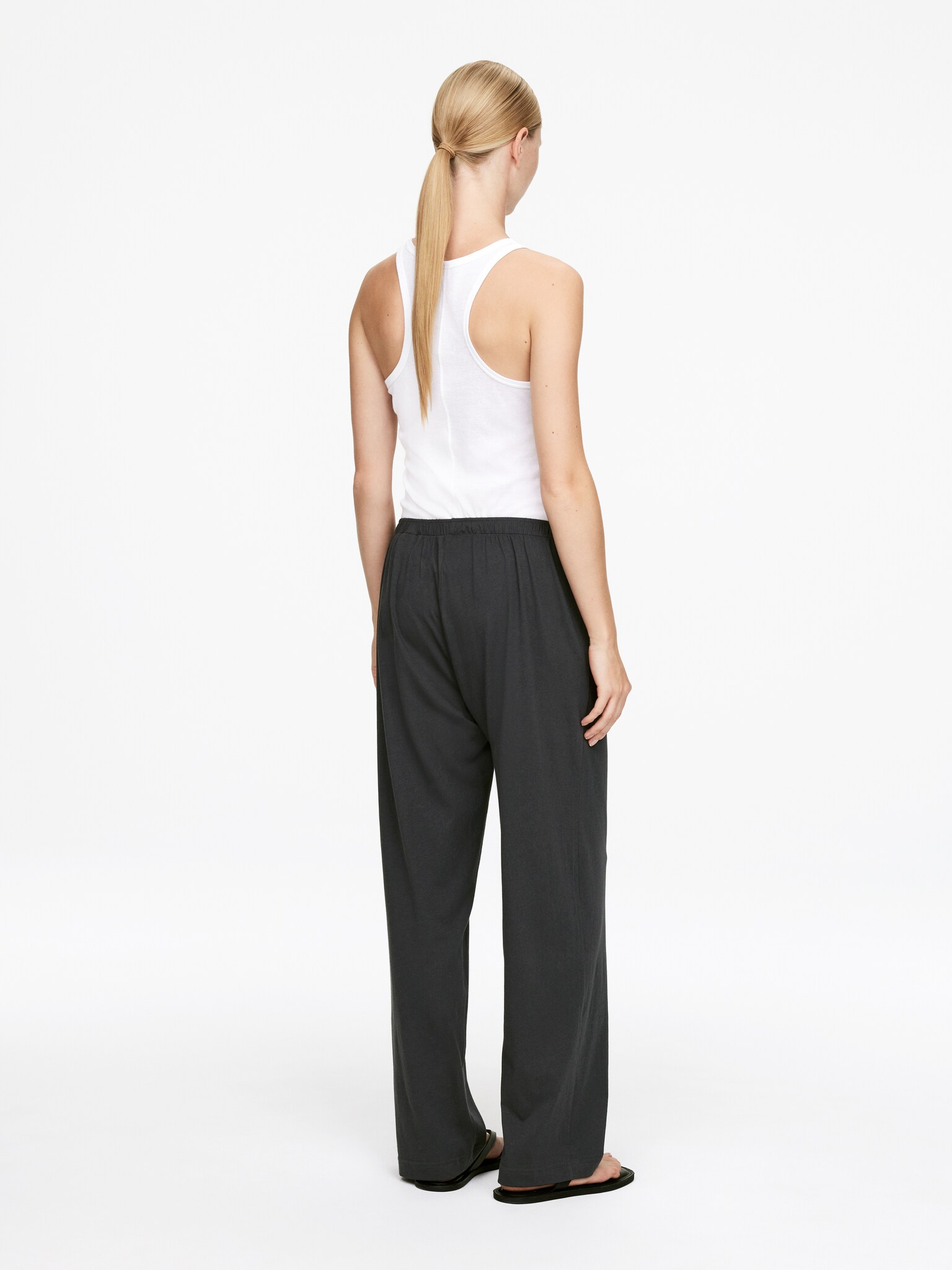 Pantaloni in misto cotone drappeggiato - Grigio scuro - 4