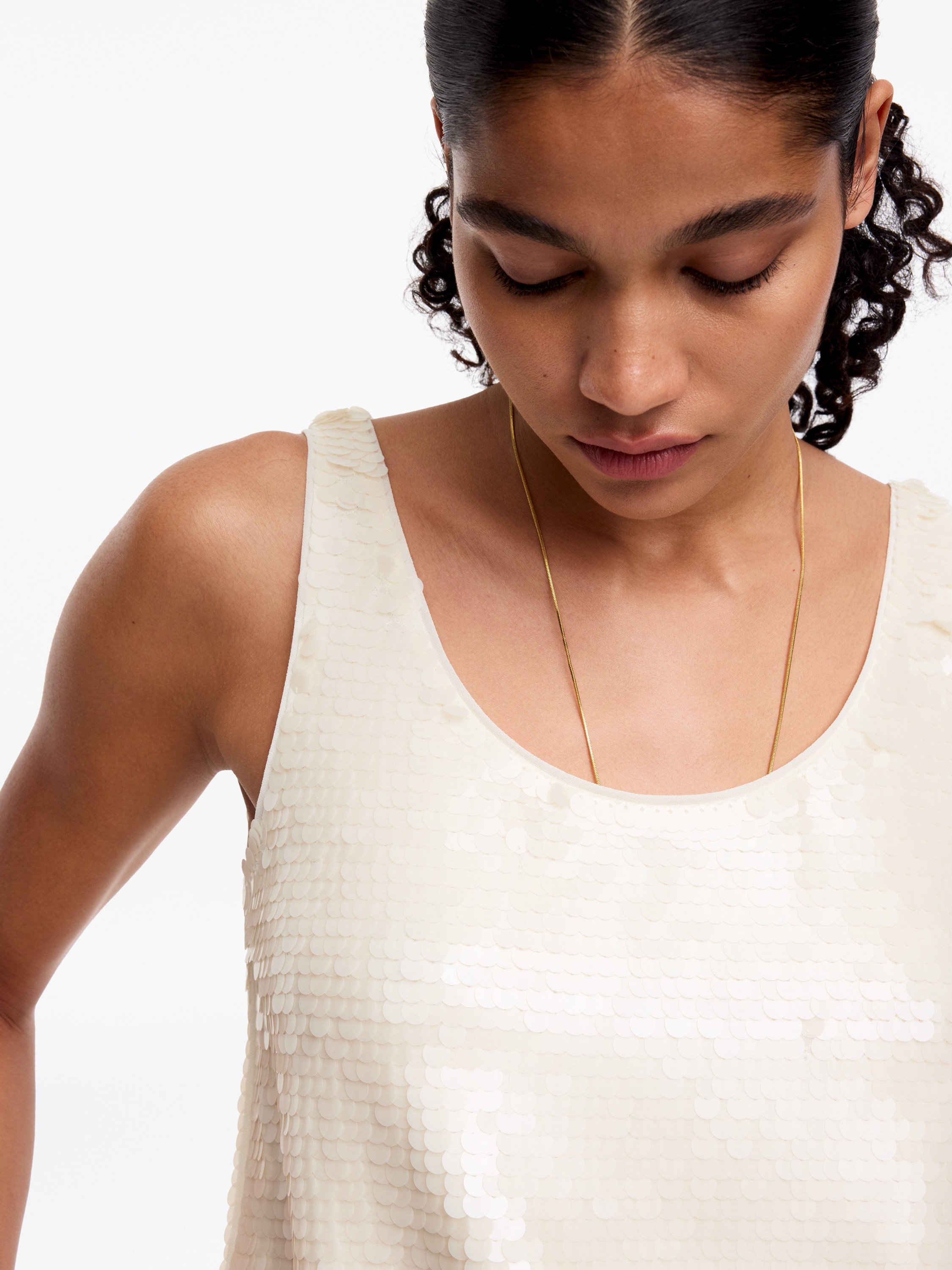 Dames Hemdje Korte top Singlet Effen Pailletten V-hals Basic Street
