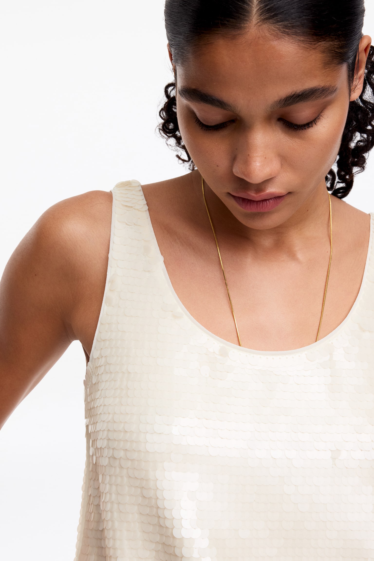 Tanktop mit Pailletten-Beige - 3