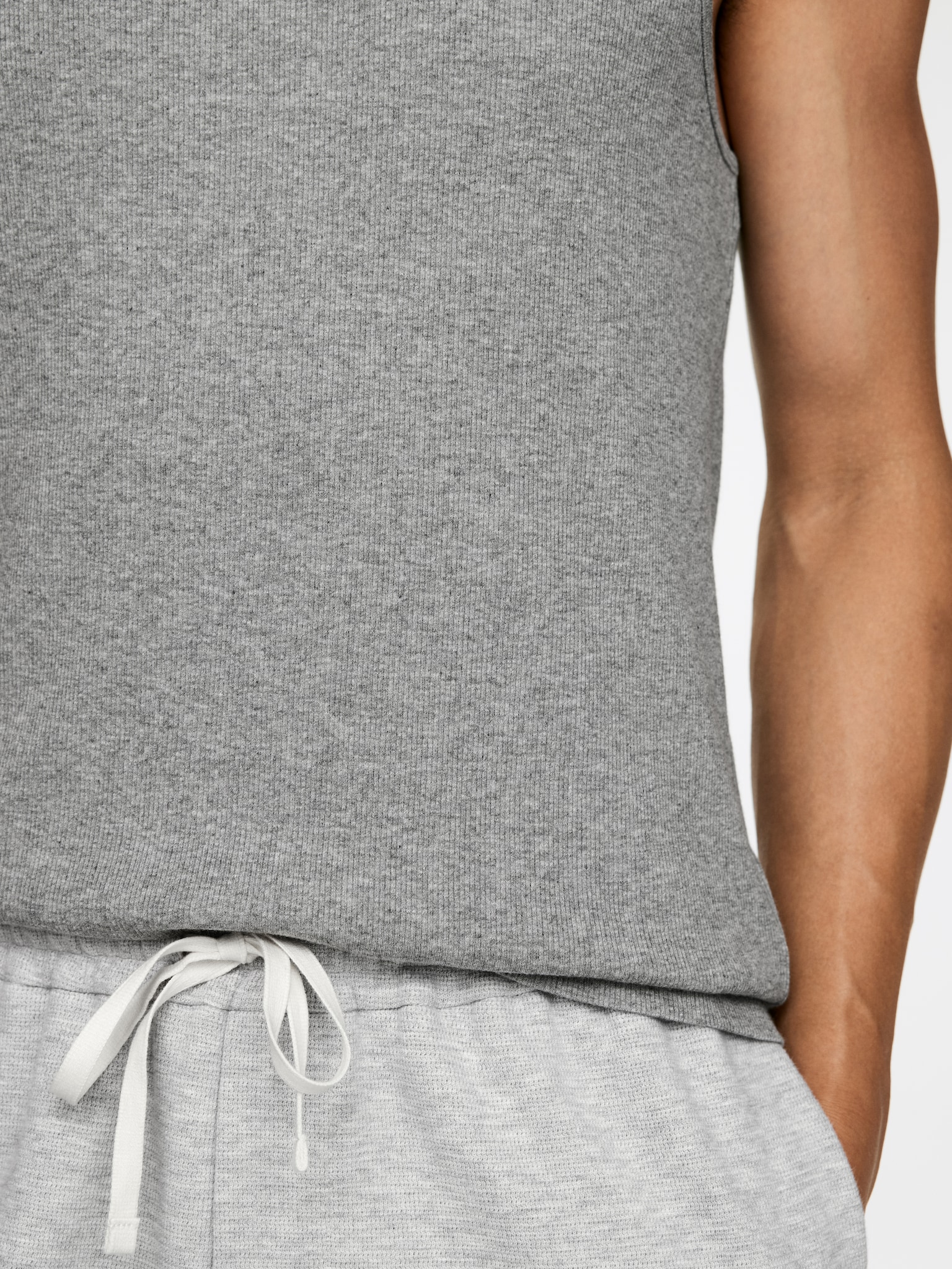 Ribbed Tank Top - Grey/White - 5