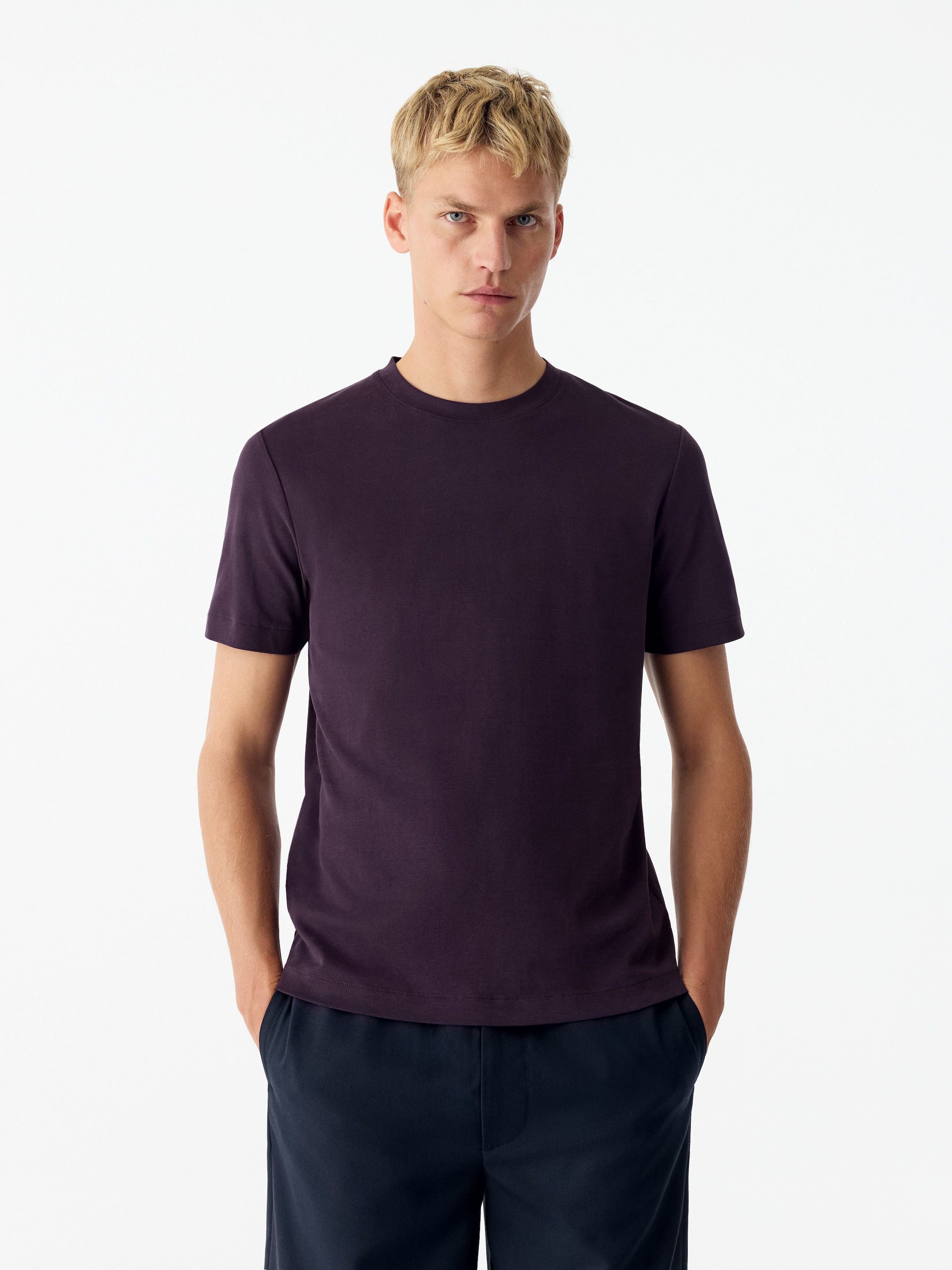 Interlock-T-Shirt mit normaler Passform-Purple-21100