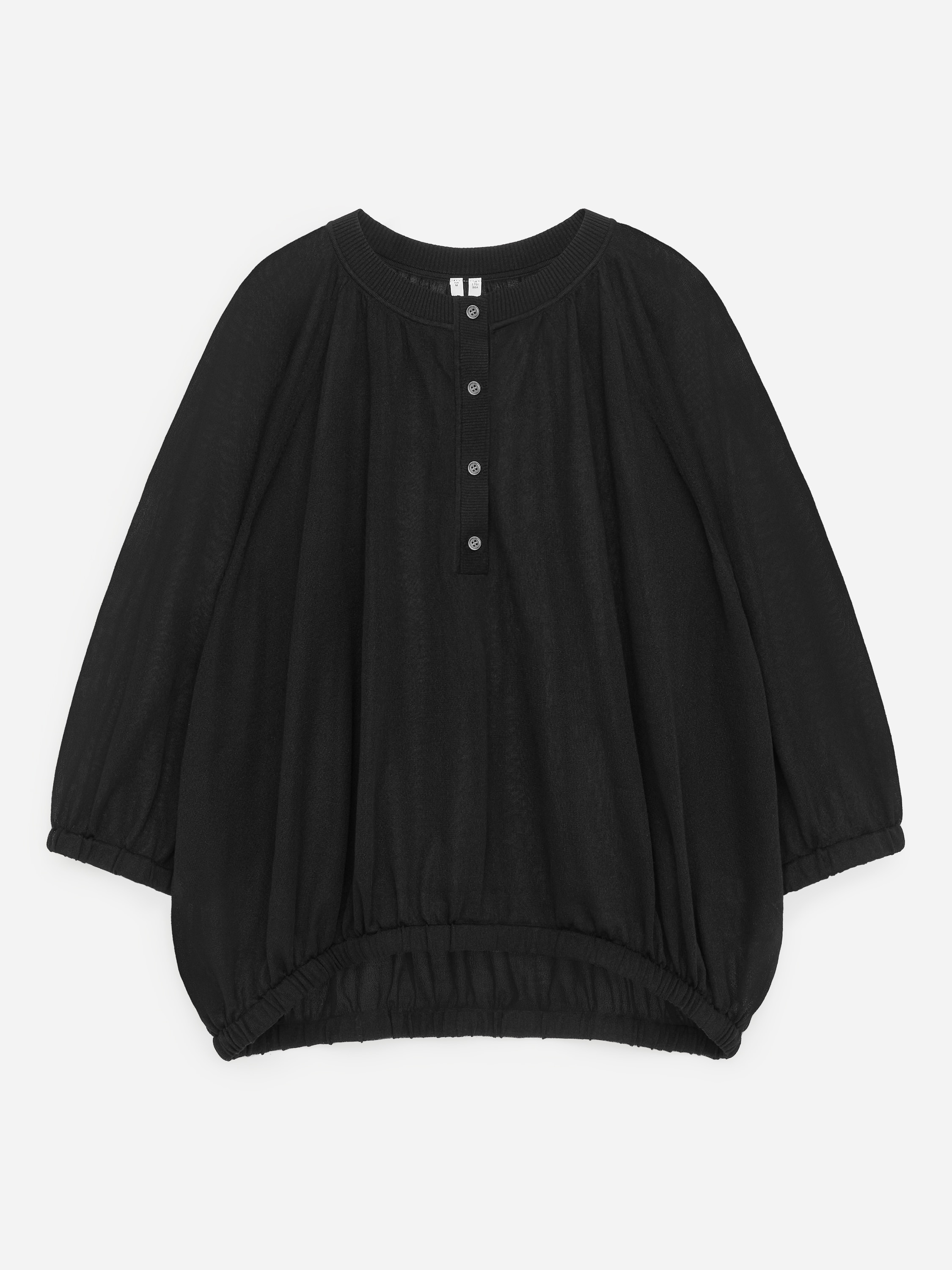 Finstickad blus - Svart