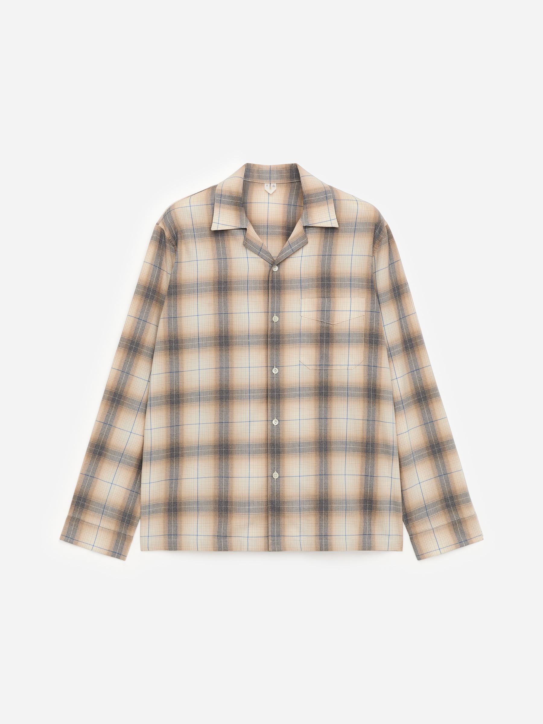 Flannel Pyjama Shirt-Beige-17183