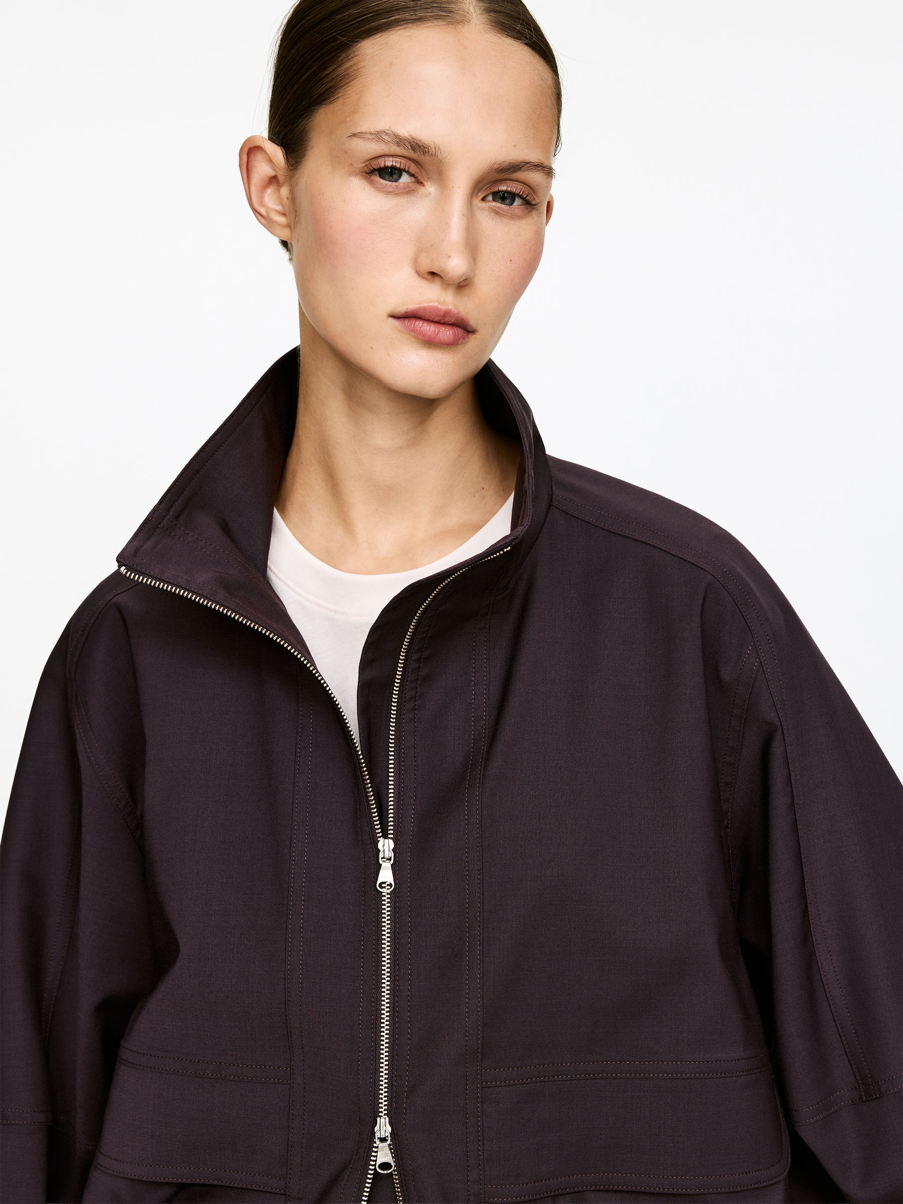 Zip Jacket - Dark Brown - Oversized - Women - StillMedia/Lookbook - 5