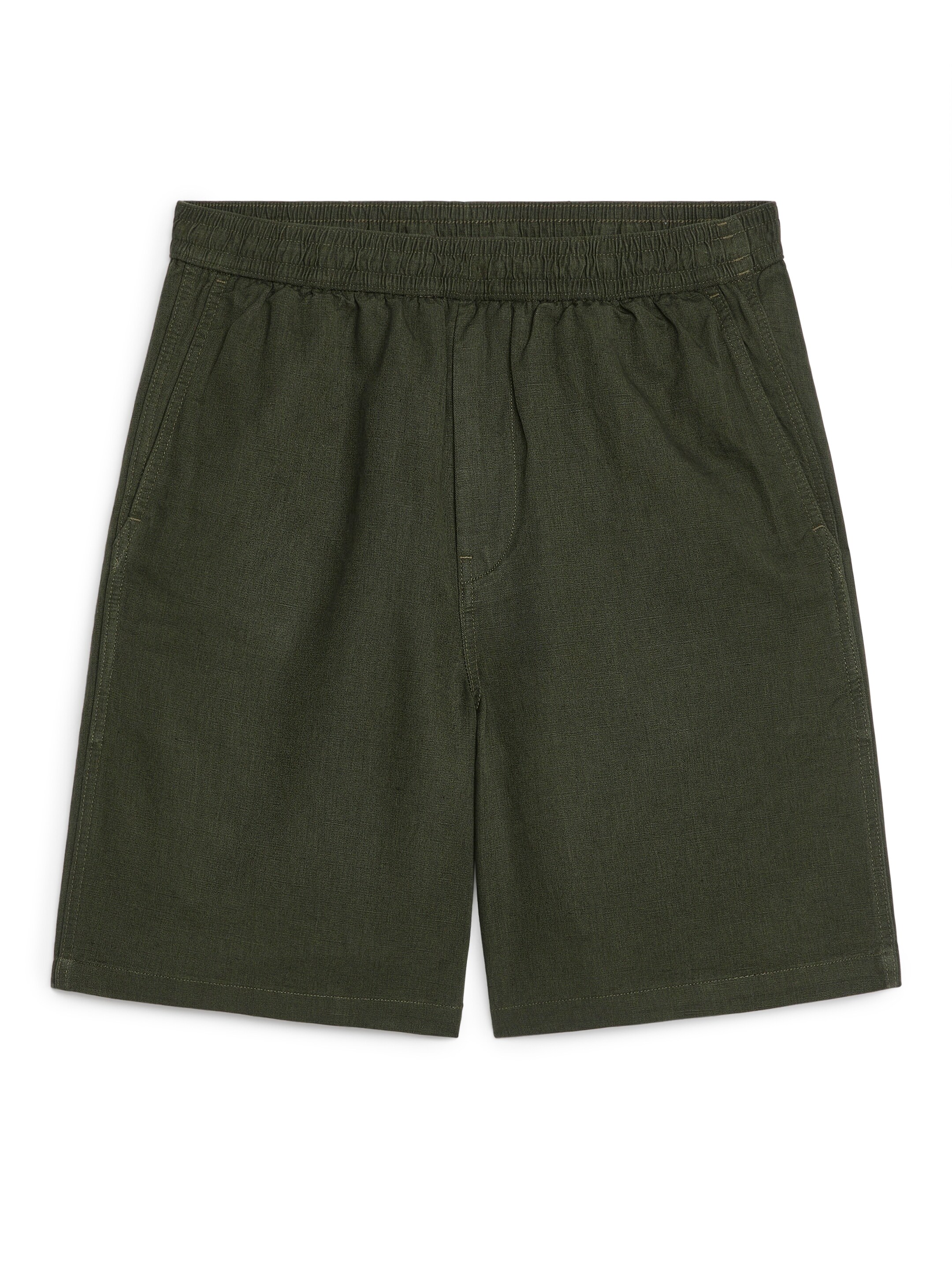 View larger image: Cotton-Linen Drawstring Shorts - Dark Green - Men | H&M GB 1