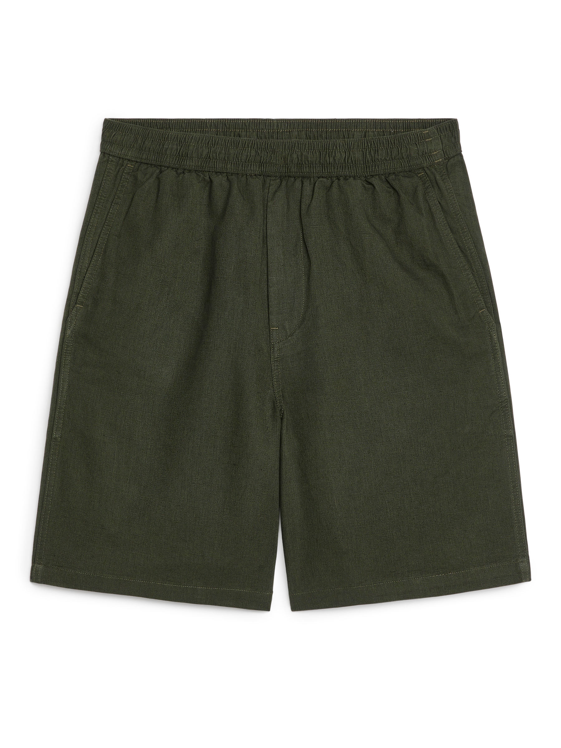Cotton-Linen Drawstring Shorts - Dark Green - Loose fit - Men - StillMedia/DescriptiveStillLife - 1