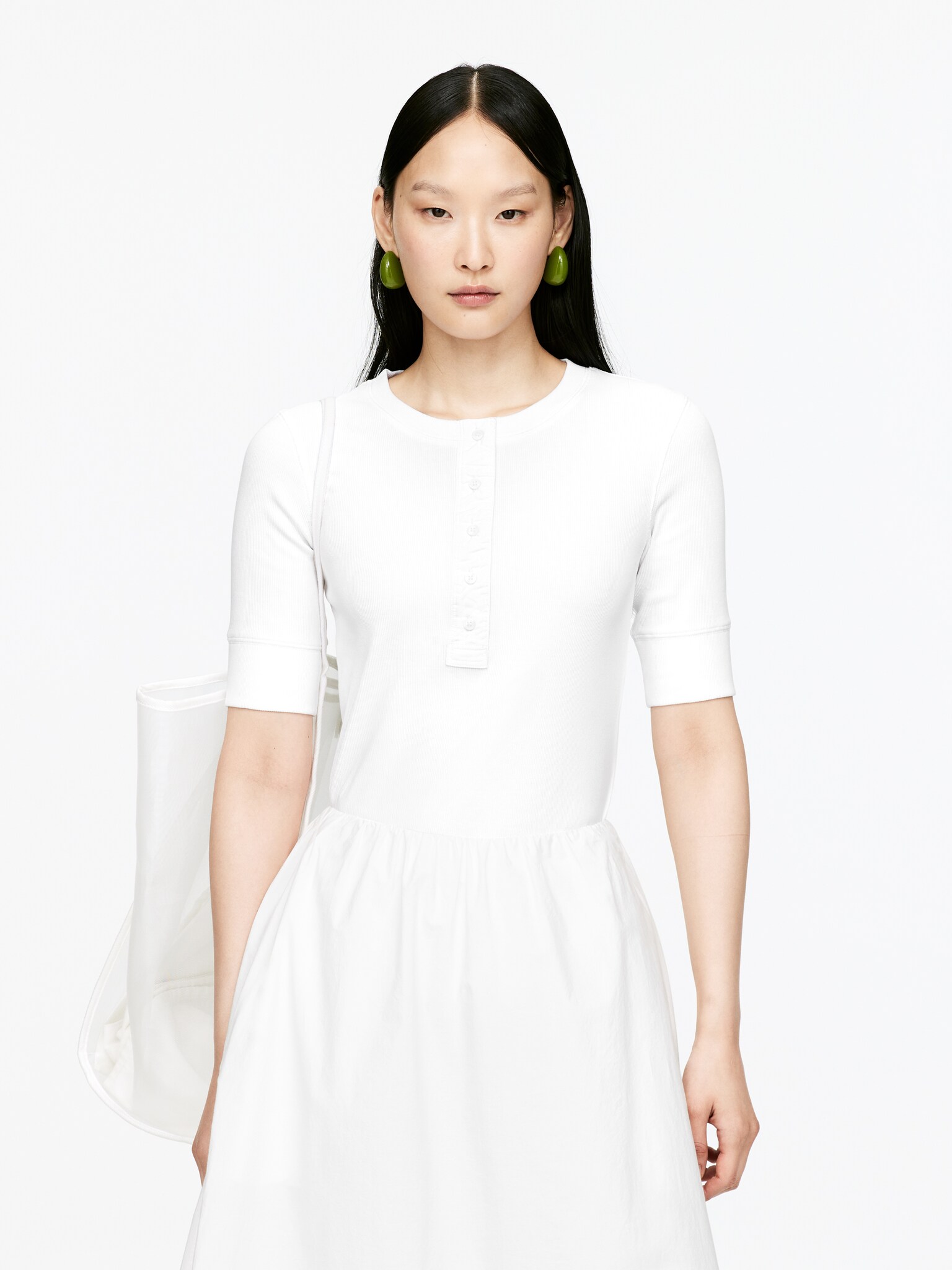 T-shirt con bottoni - Bianco