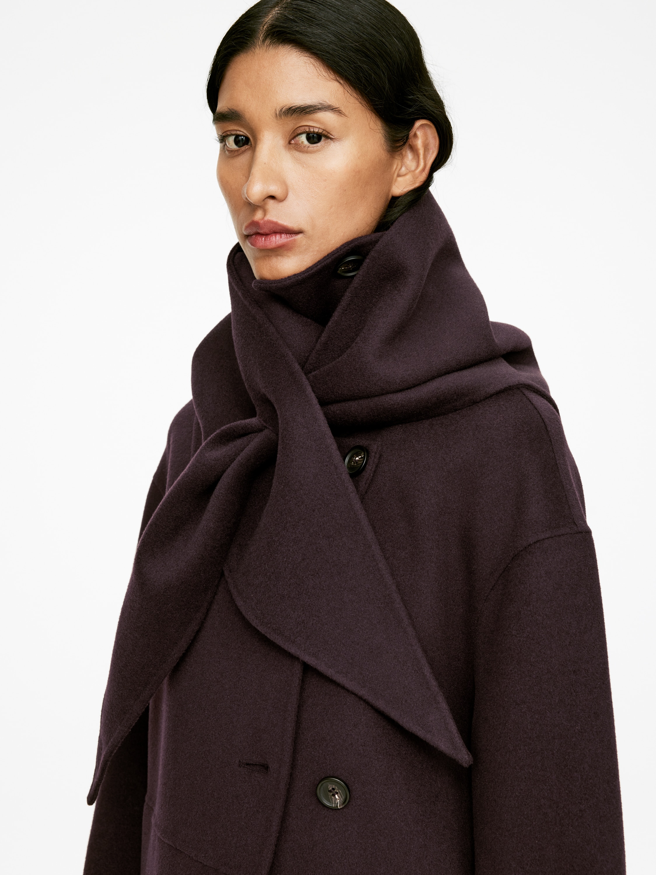 Triangle Wool Scarf - Burgundy/Černá