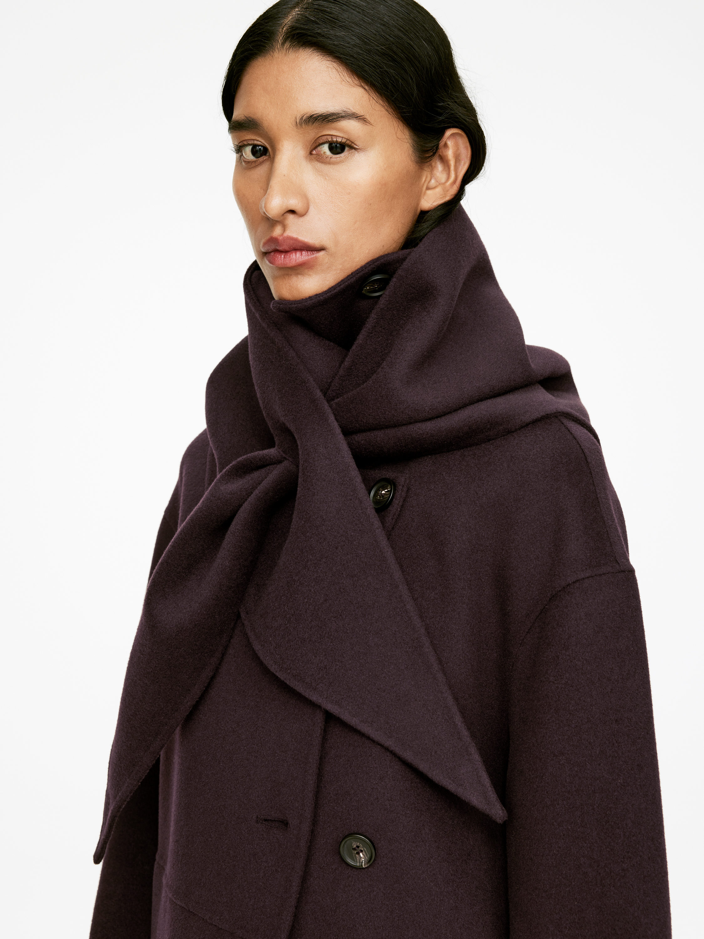 Triangle Wool Scarf-#330F1A-16530