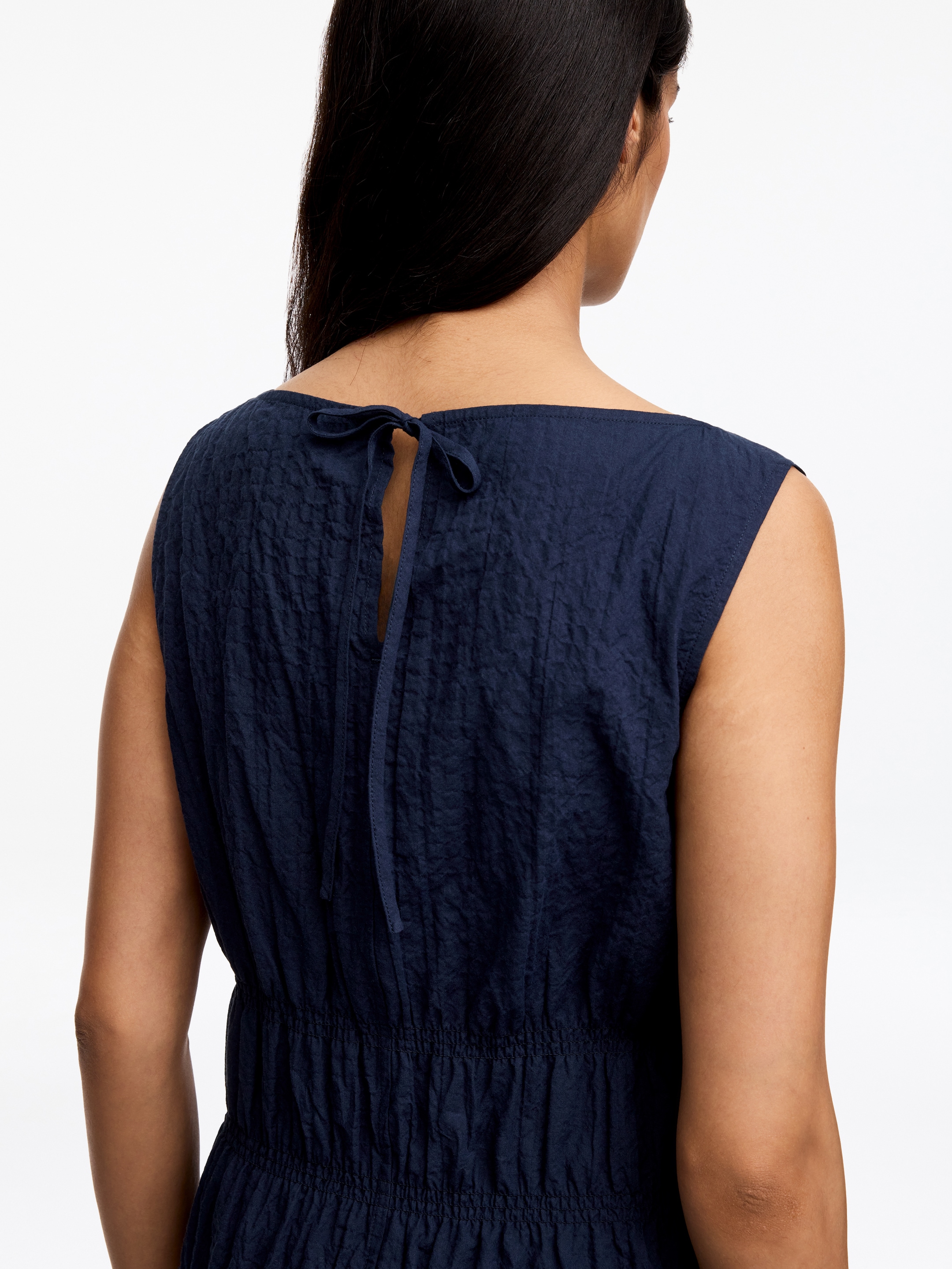 Seersucker Dress - Dark Blue - Slim fit - Women - StillMedia/Lookbook - 5