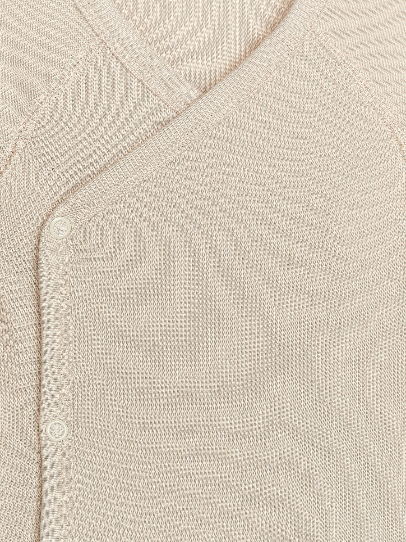 Newborn Smooth Rib Bodysuit - Beige/Light Blue - 3