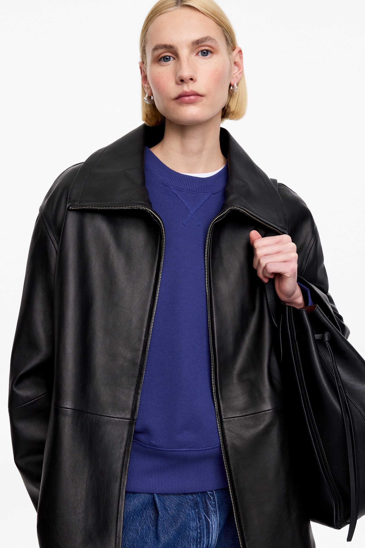 Sudadera de rizo francés holgada - Azul/Blanco roto - 3