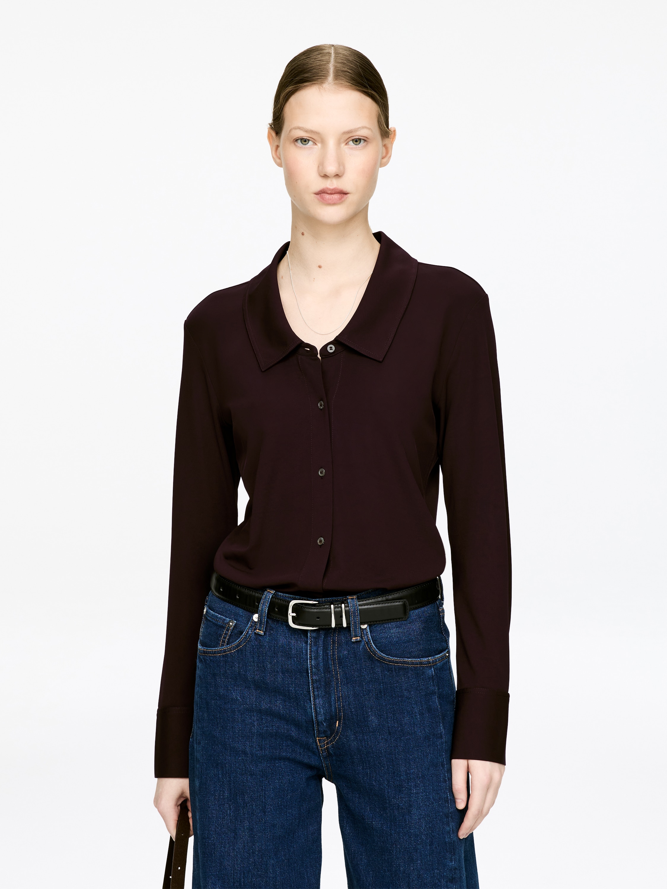 Fluid Jersey Shirt - Dark Red/Black