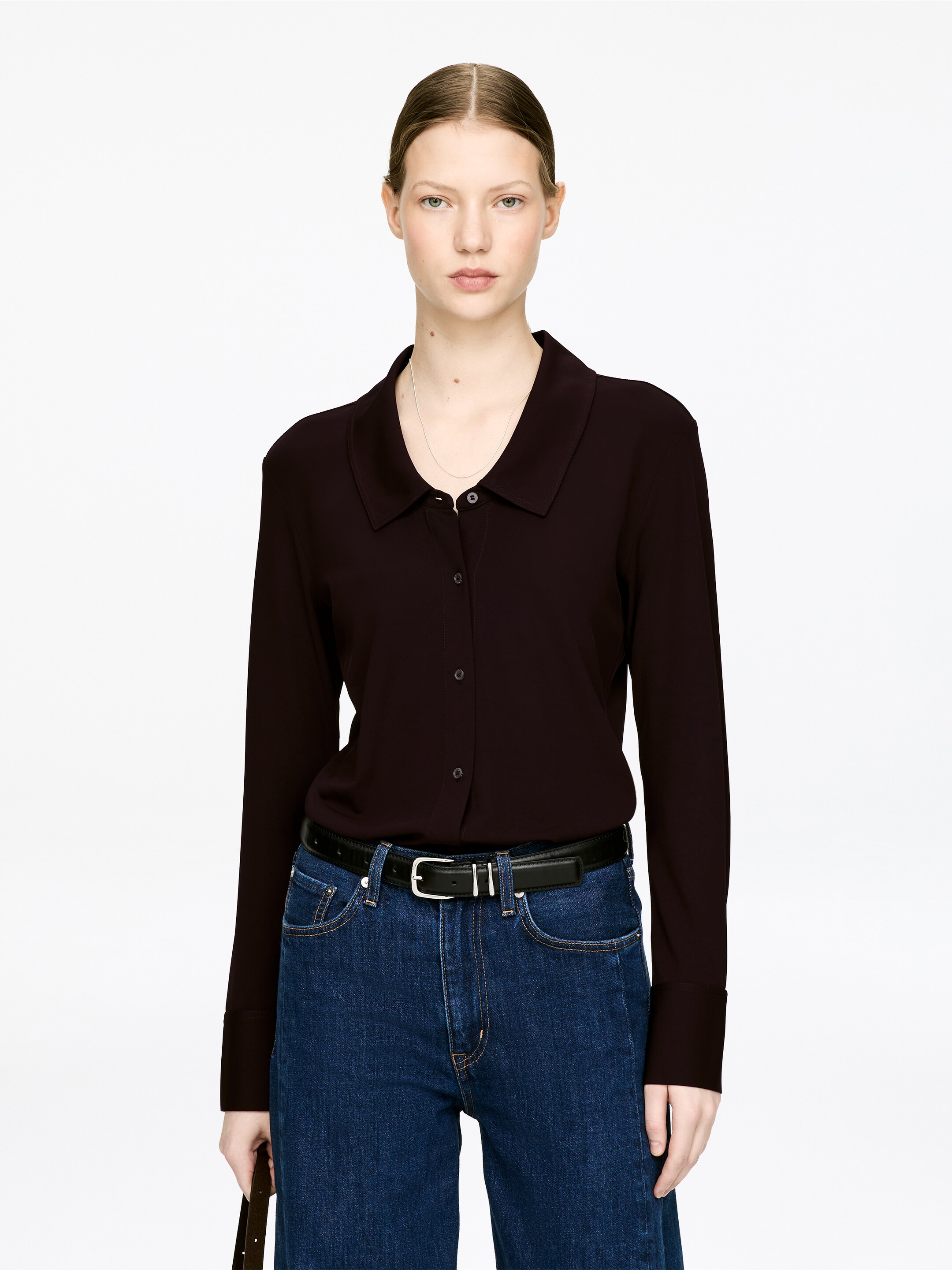 Grösseres Bild ansehen: Fließendes Jerseyhemd - Dunkelrot - DAMEN | H&M CH 1